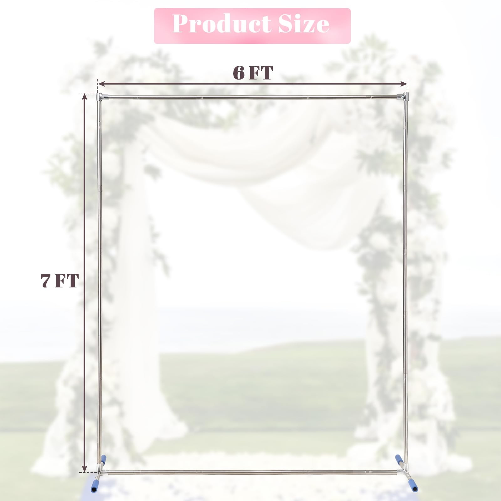 Arch Backdrop Stand7x6 FT Metal Wedding Square Backdrop Stand for Ceremony Sq…