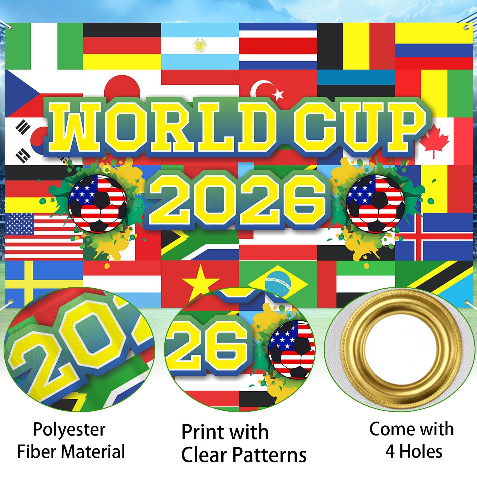 World Football Tournament Cup Celebration Backdrop 43×71 Inch 2026 Vibrant So…