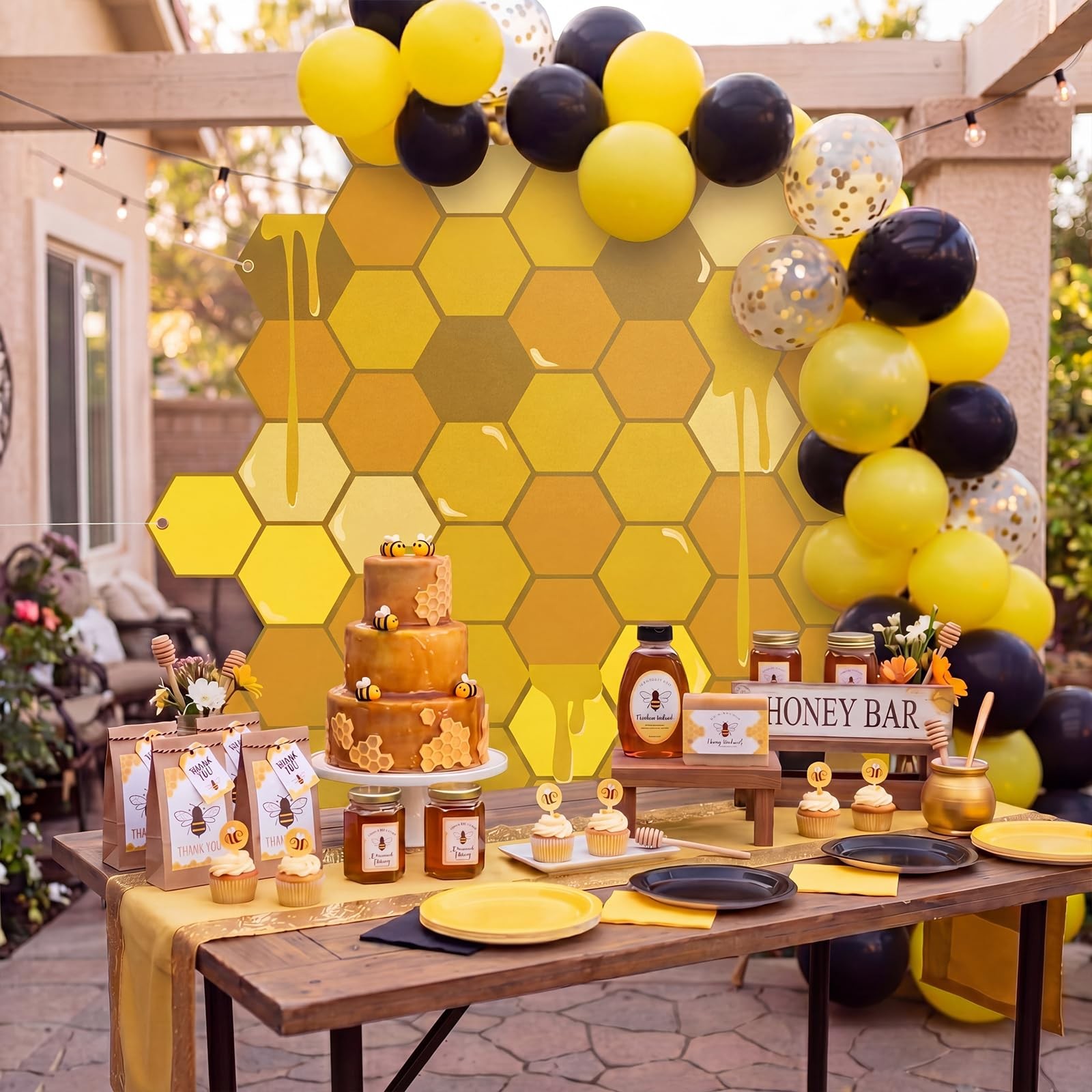 6.6 x 5.9 ft Large Honeycomb Backdrop Irregular Shaped Bee Backdrop Irregular…