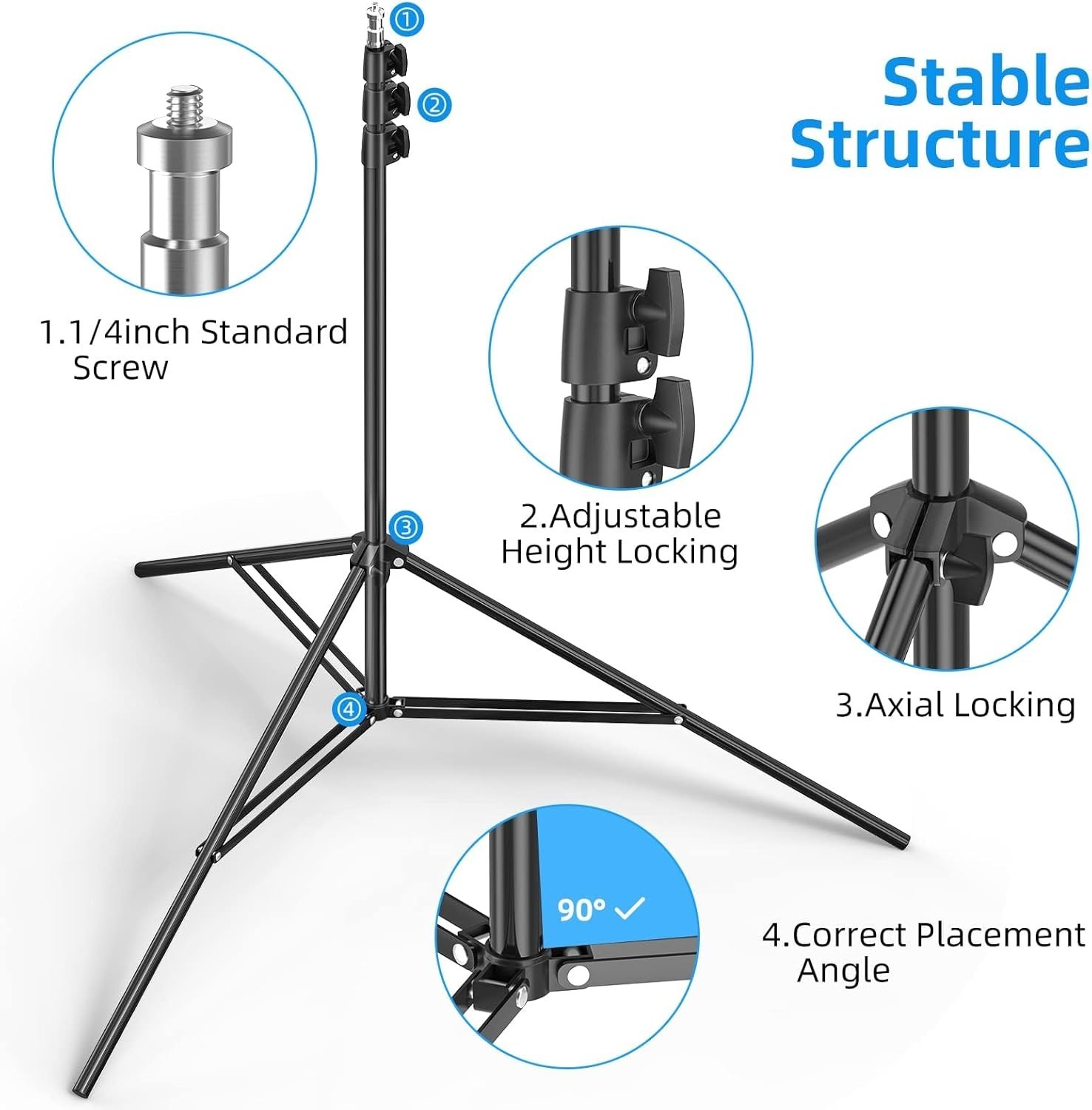 Lightweight 8.5ft Backdrop Stand with 4 Spring Clamps – Easy Set Up & Transport