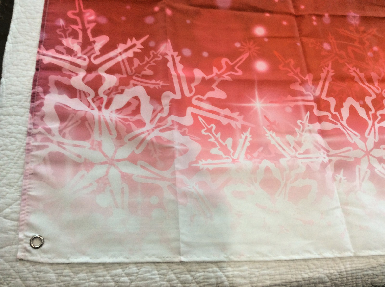 Christmas Fabric Photo Backdrop Winter Snowflakes 6′ X 3′ 7″ OPEN BOX!