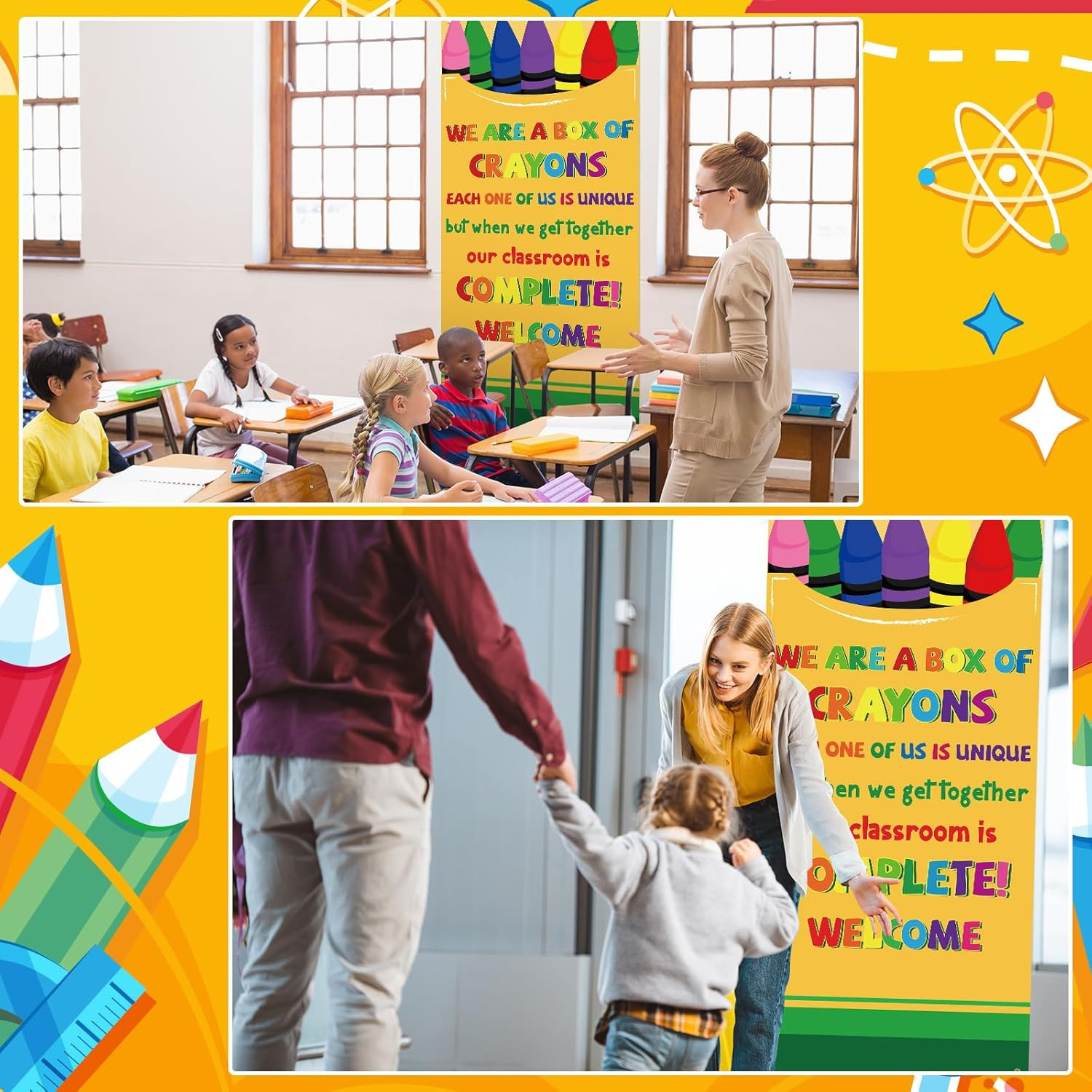 Composition Notebook Crayon Classroom Decor First Day of School Door Cover Welco