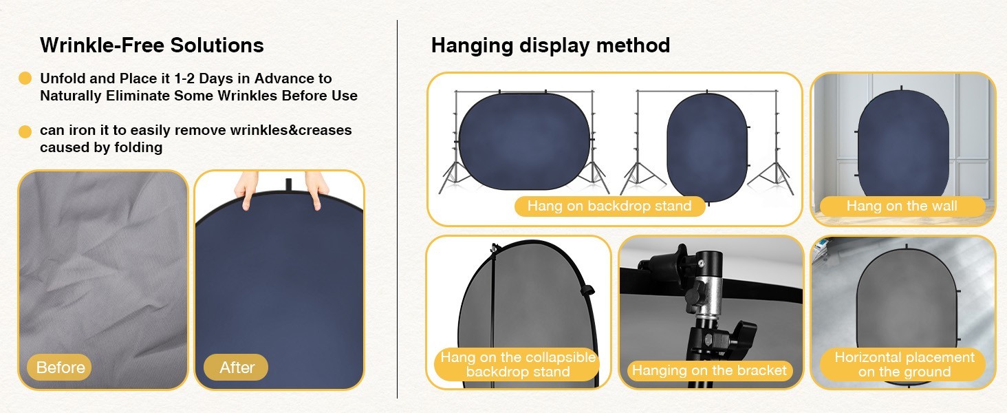 Backdrop Grey Blue Texture Kate 5×6.5ft(1.5x2m) Collapsible Pop up Reversible,