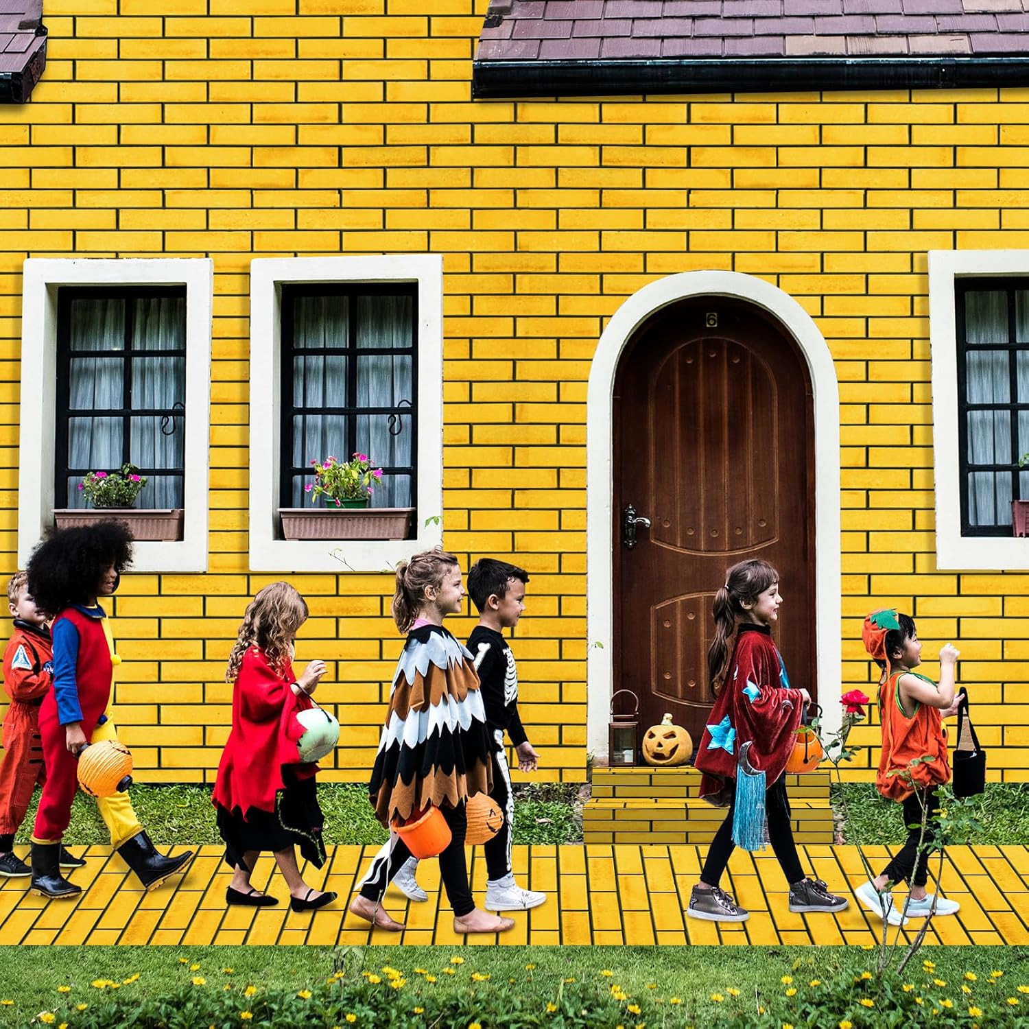 4.5 X 20 Feet Yellow Brick Road Floor Runner for Wizard Party Decorations,Large