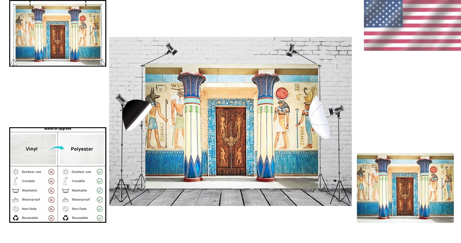 Polyester 5x3ft Egyptian-Themed Backdrop – Ideal for Portraits & Celebrations