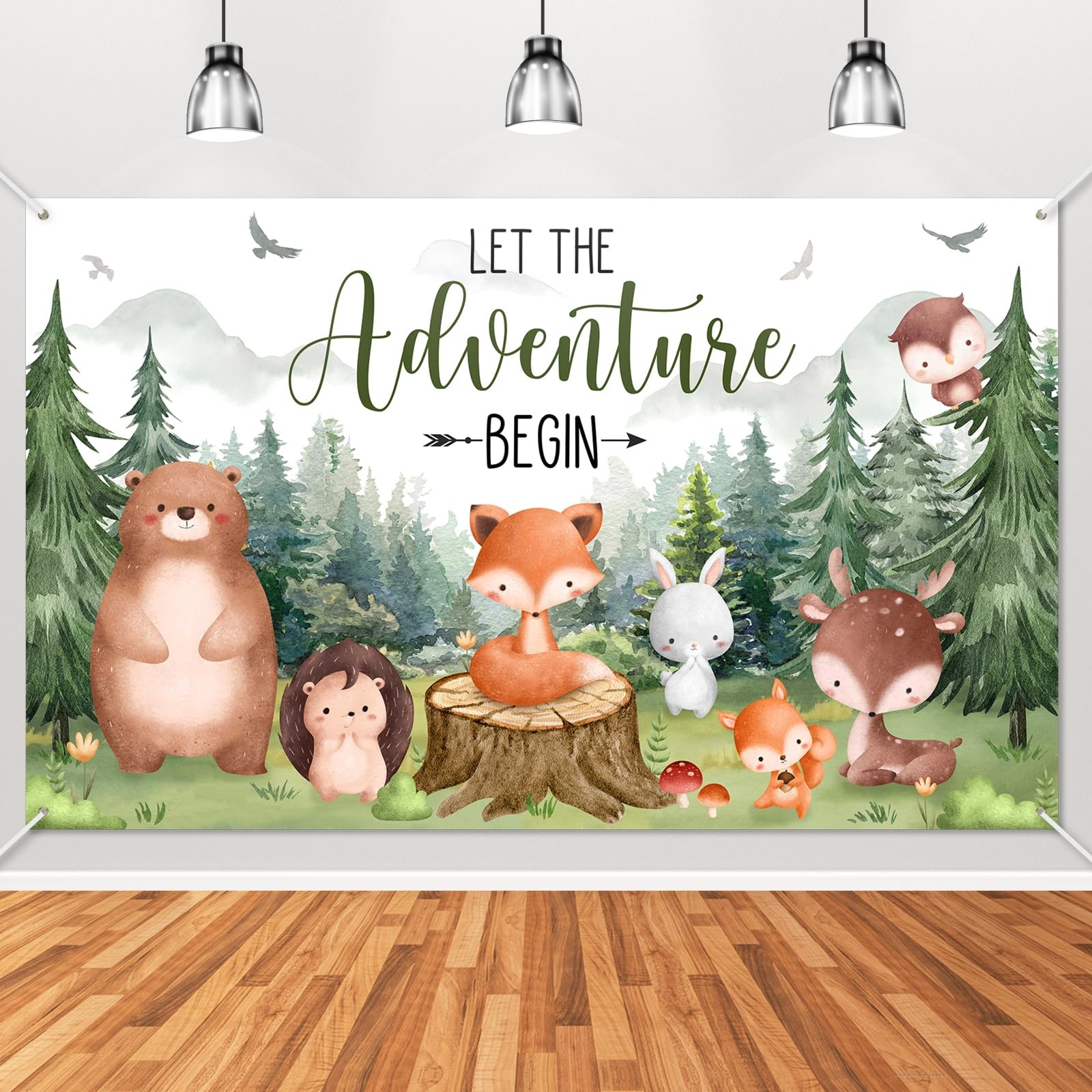 Woodland Baby Shower Backdrop Banner Woodland Animals Mountain Wilderness Bab