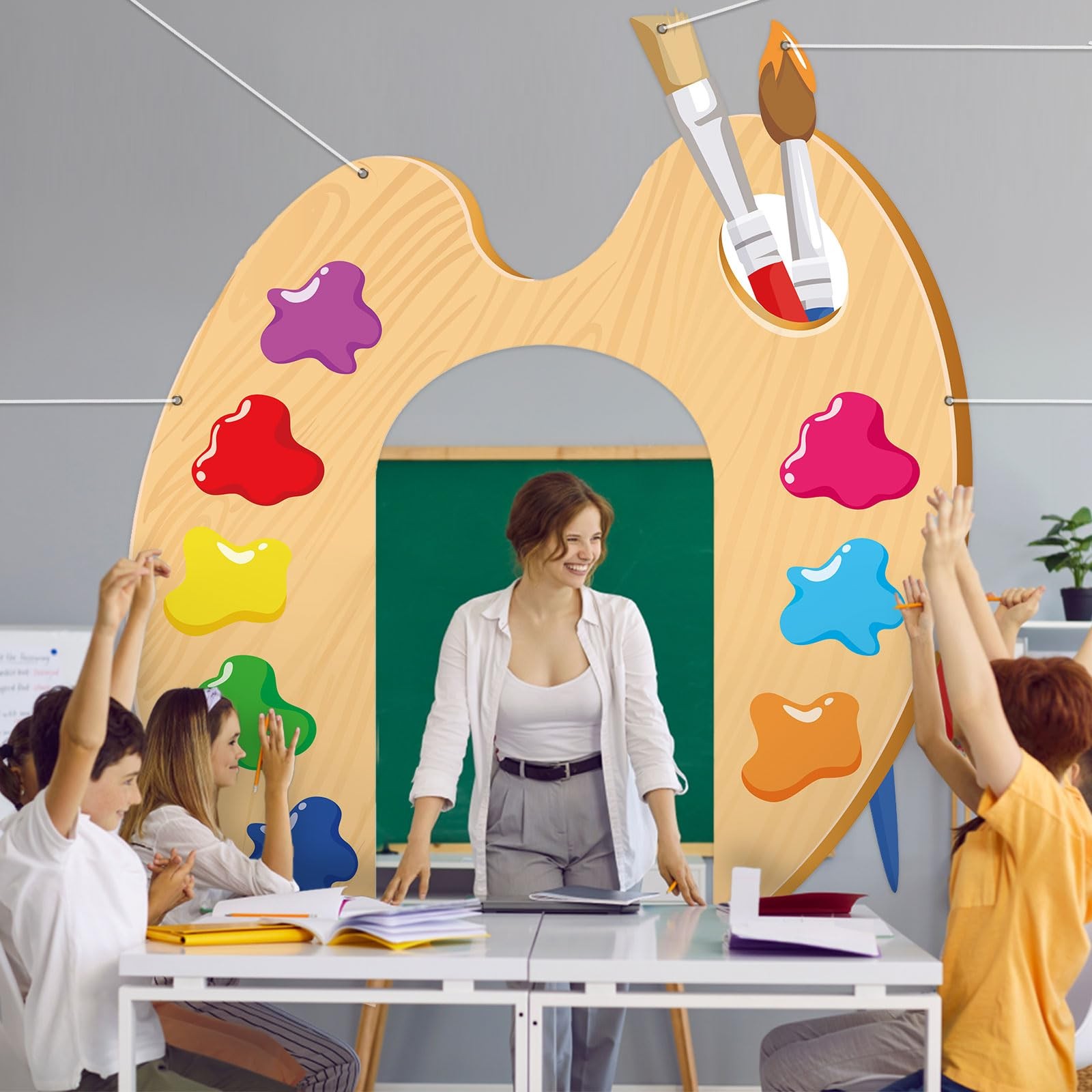 3 Pcs Art Classroom Door Decorations Paint Brushes Palette Themed Fabric Bann…