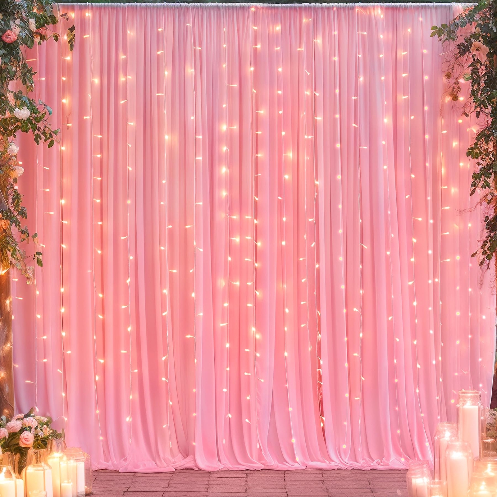 5ft x 8ft Pink Backdrop Curtains for Weddings/Parties 2 Panels Wrinkle-Free