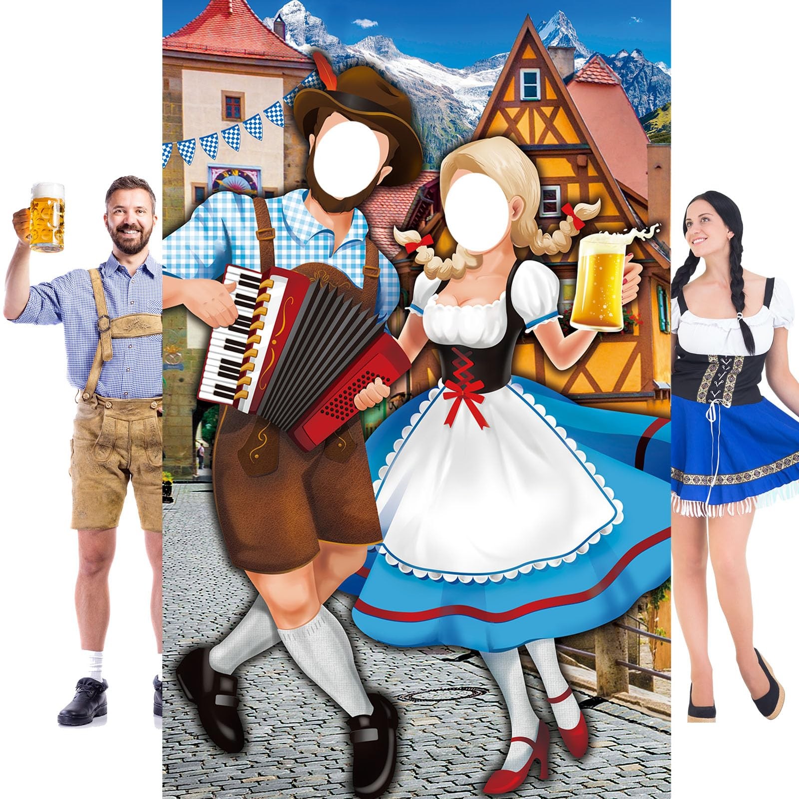 Tudomro Oktoberfest Couple Photo Door Banner Party 6 x 4 ft,