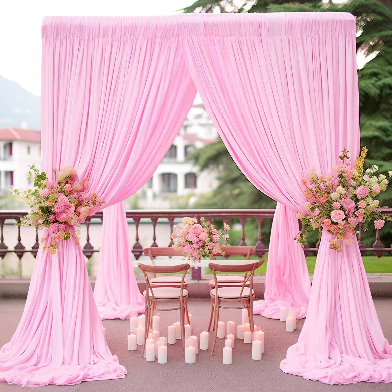 5ft x 8ft Pink Backdrop Curtains for Weddings/Parties 2 Panels Wrinkle-Free