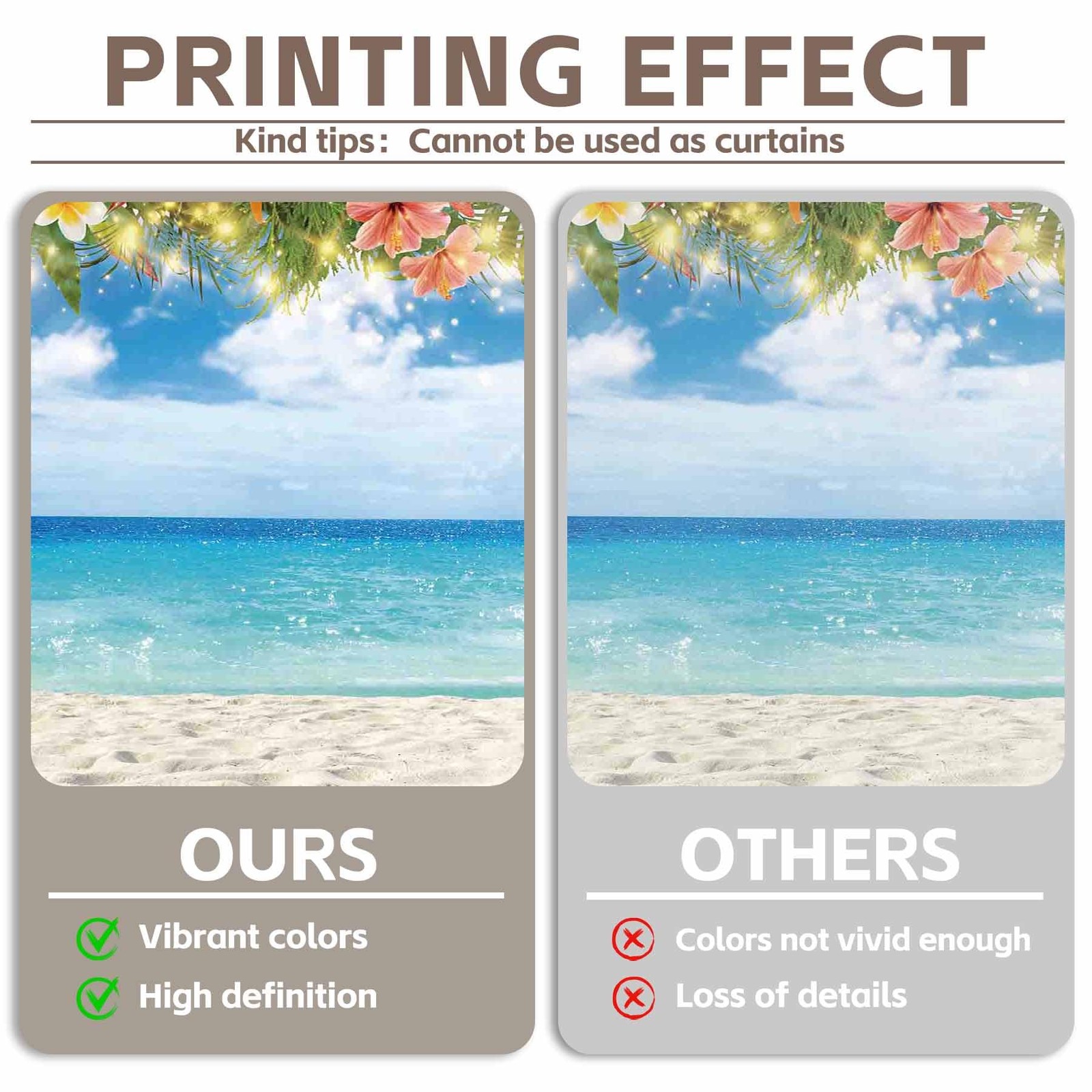 YCUCUEI 10x8ft Fabric Summer Hawaiian Beach Photography Backdrop Tropical Flower