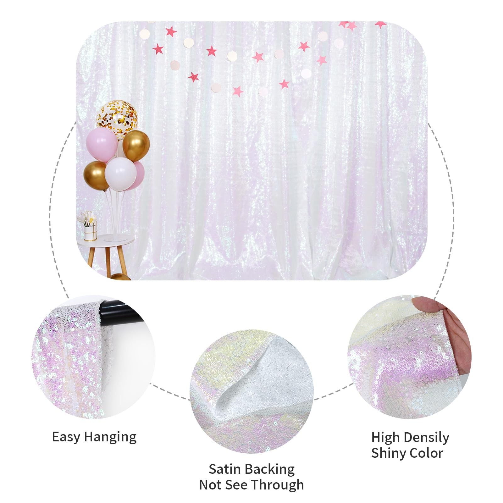 6x6ft Iridescent Sequin Backdrop Glitter Curtain Photography Panel