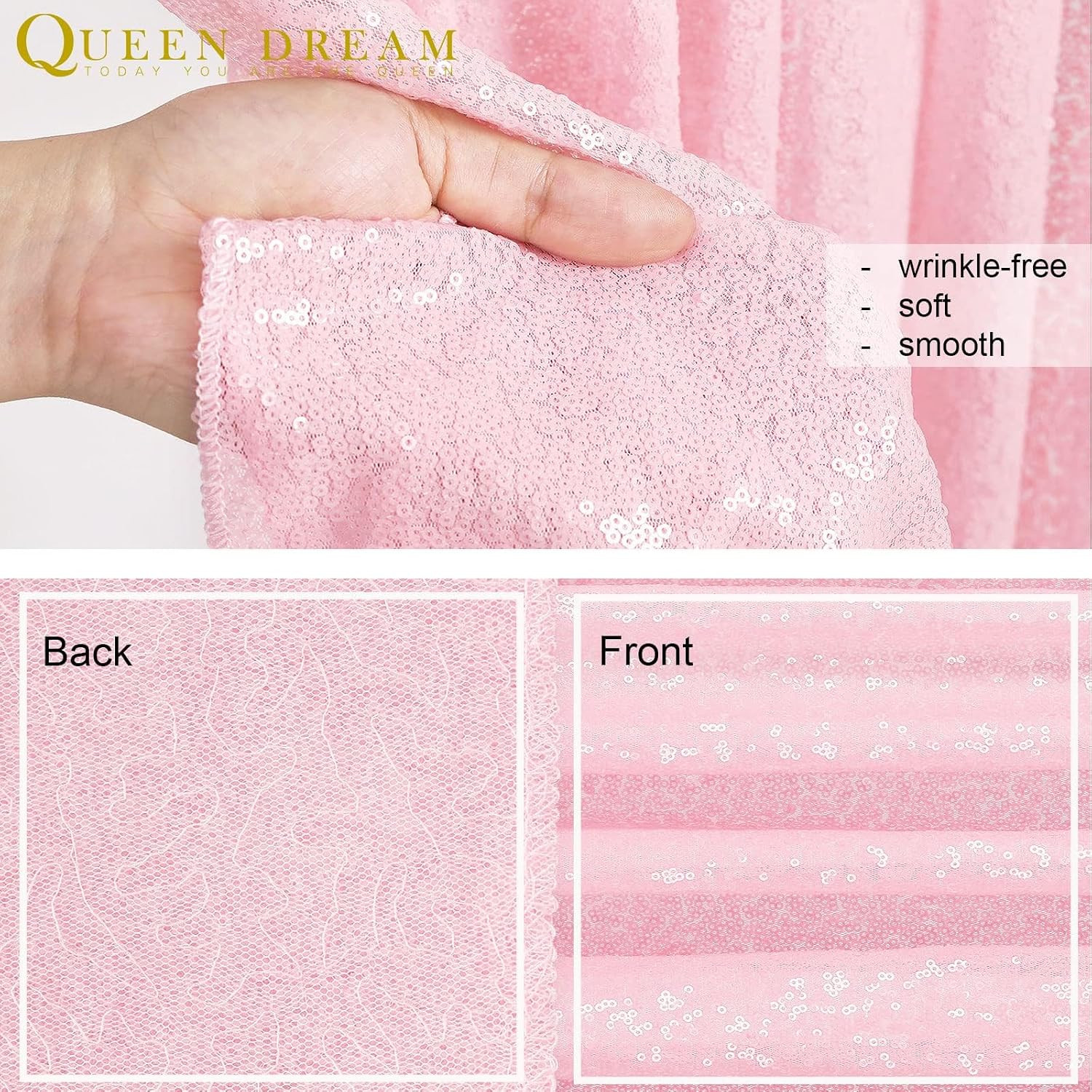 Pink Sequin Backdrop Curtain 8ft x 8ft Baby Shower Backdrop Drapes for Princess