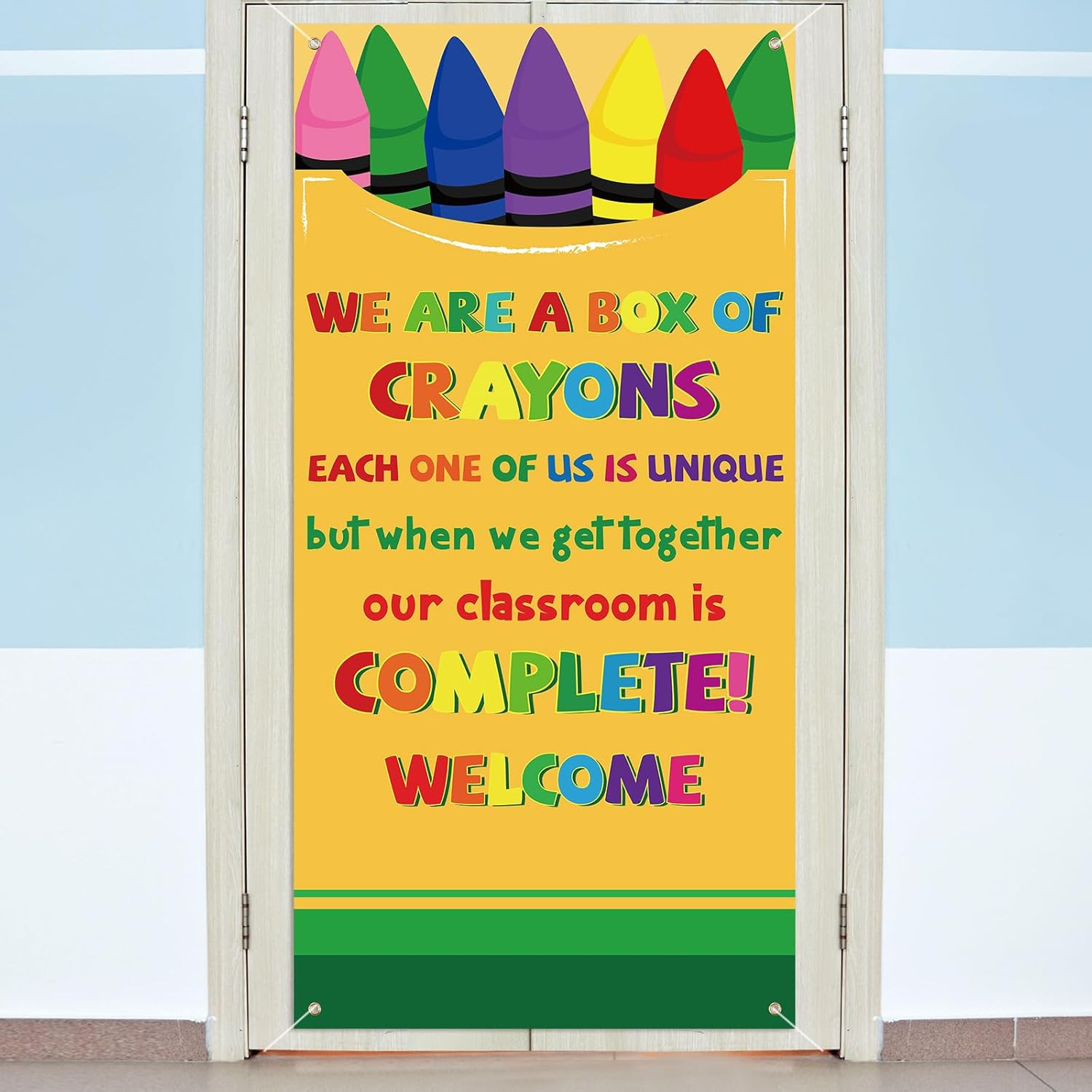 Composition Notebook Crayon Classroom Decor First Day of School Door Cover Welco