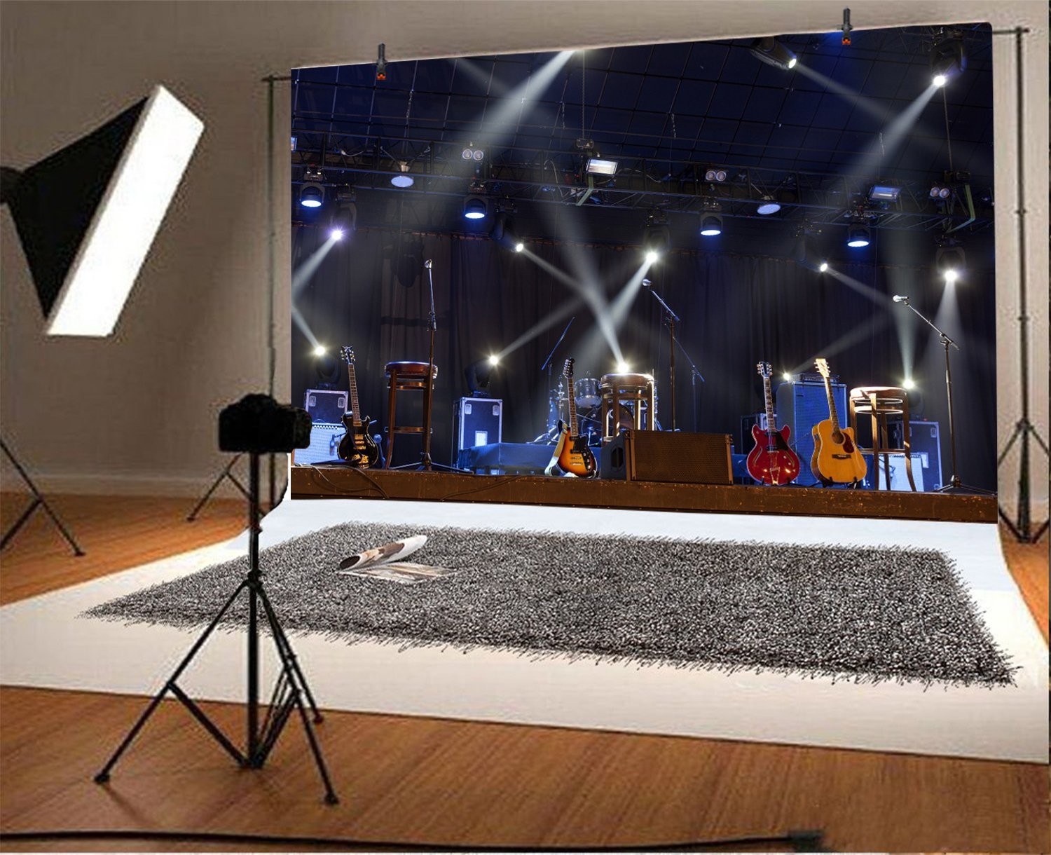 Yeele 10×6.5ft Band Stage Backdrop Spotlight Nightclub Show Rock Guitar Singing