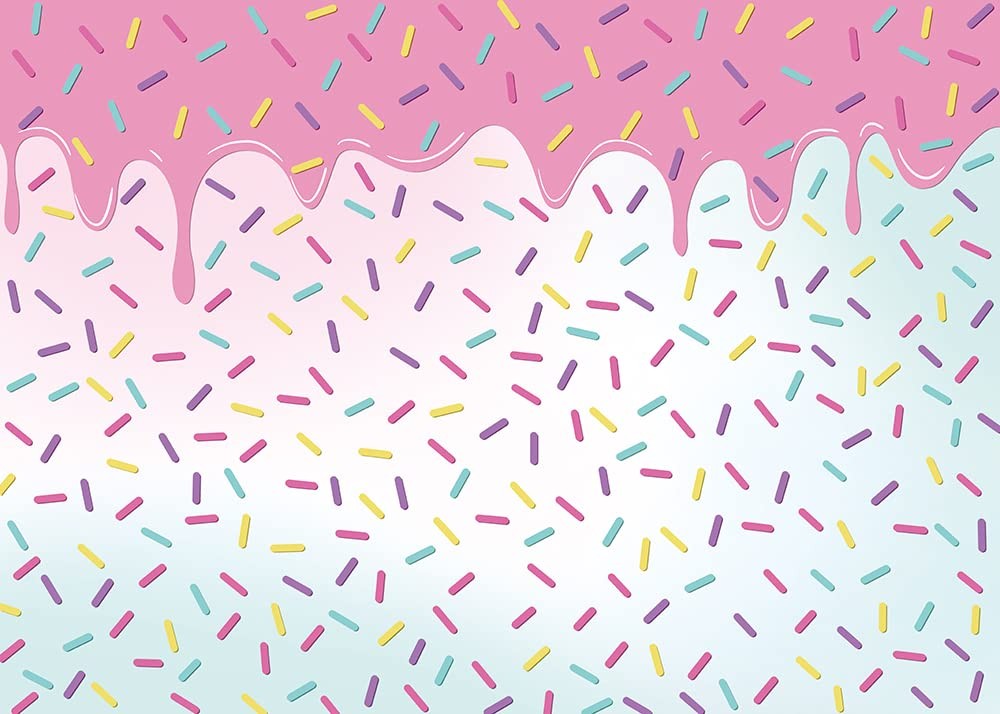 Donut Grow Up Birthday Party Backdrop Bright Confetti Sprinkle Pink 5x3FT
