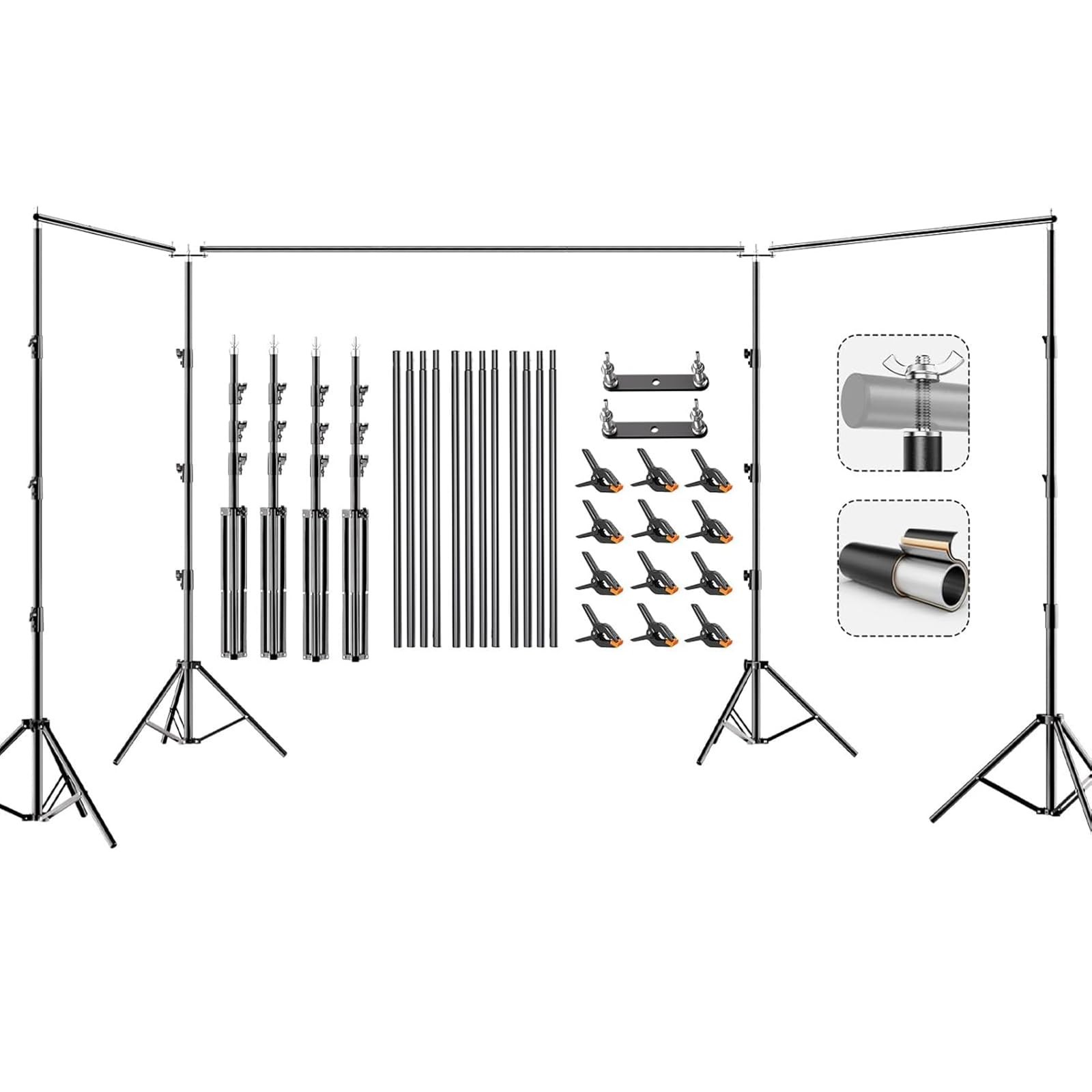 BEIYANG 10x30FT Photo Backdrop Stand, Angle Adjustable Triple 10*30FT