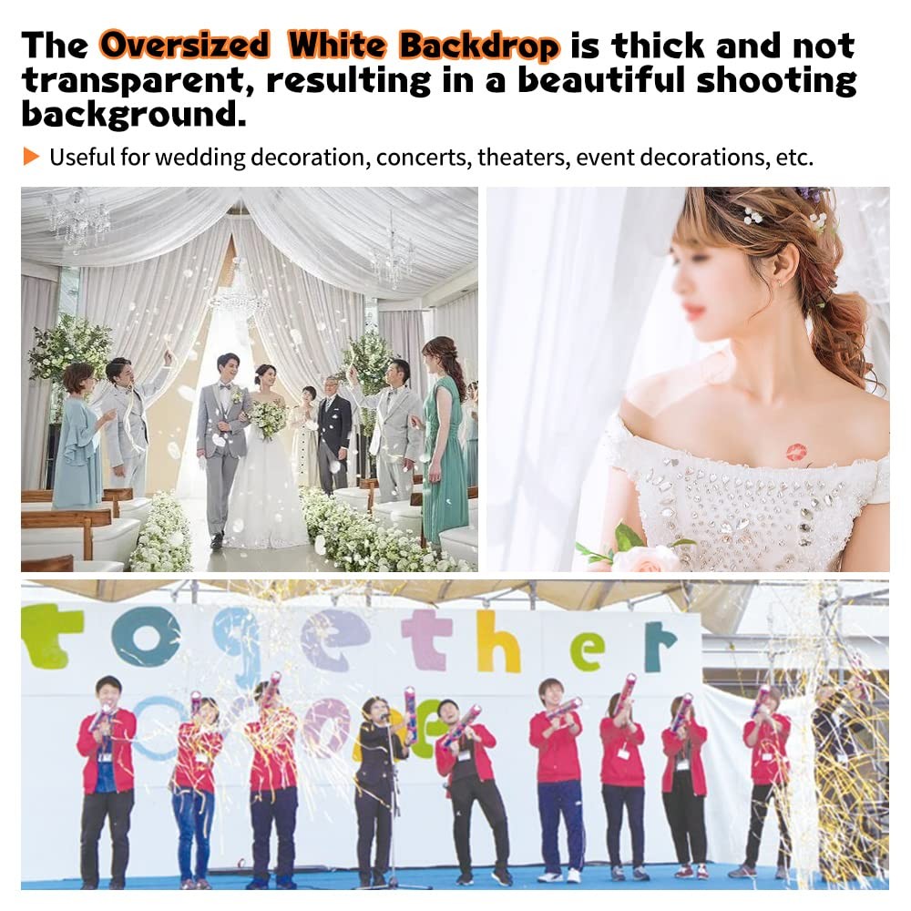 Backdrop 10x20ft 3mx6m White Backdrop Background for Photography Polyester White