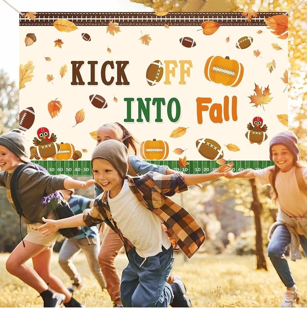 Fall Football Backdrop Kick Off Into Fall Photography Background Rugby Game Day