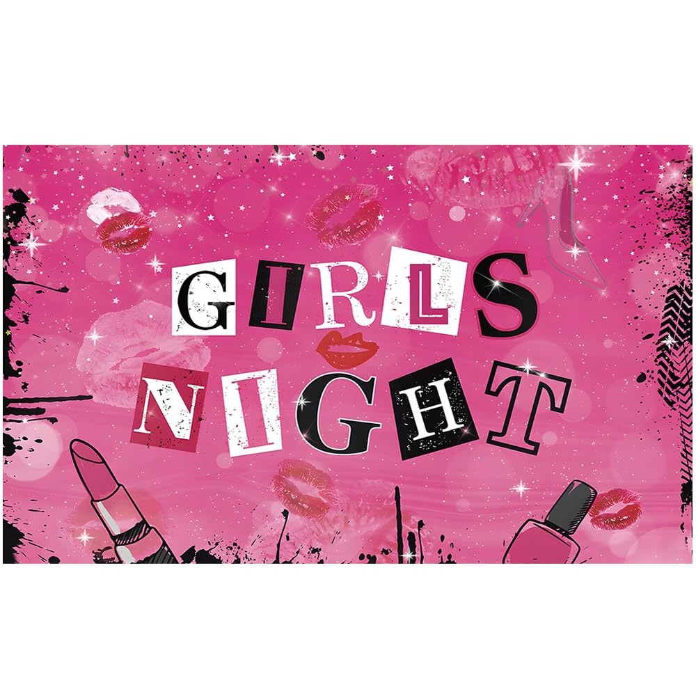 CGXINS Pink Girls Night Themed Party Props Lipstick Cosmetic 7×5 FT,