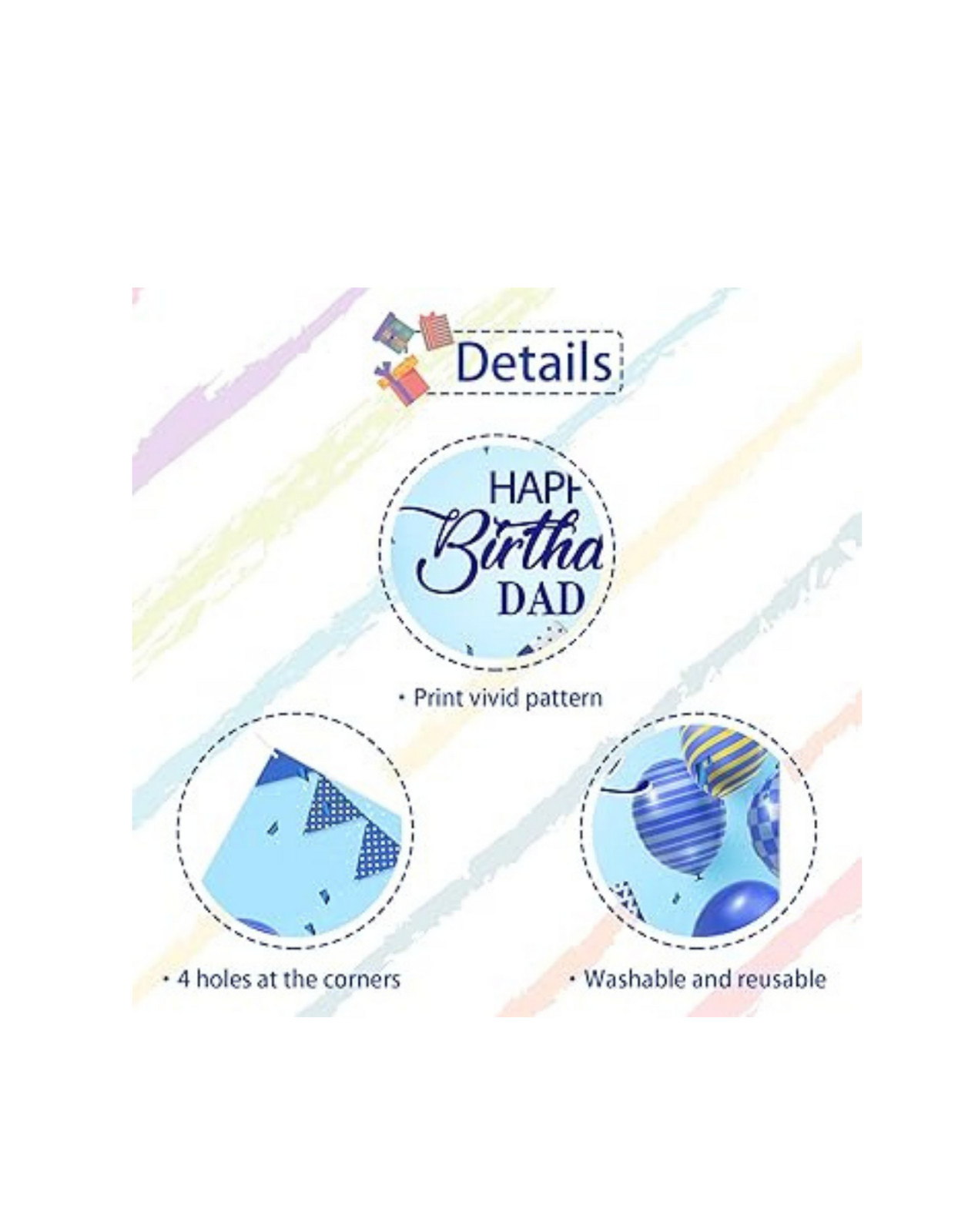 Happy Birthday Dad 6 x 4 Ft. Backdrop Banner Party Photography Background Father