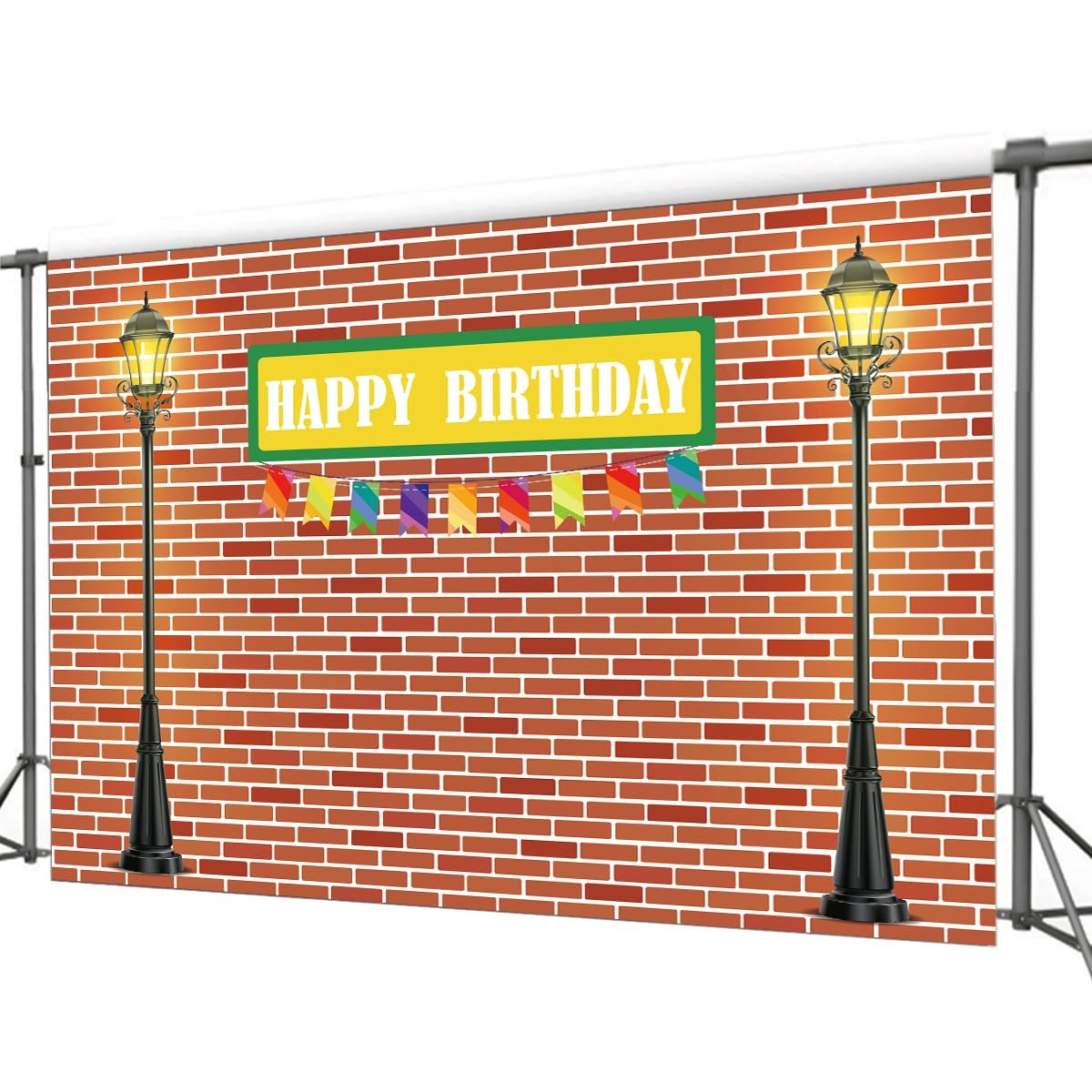 5x3ft Brick Wall Happy Birthday Backdrop Cloth Red Brick Wall Background Deco…