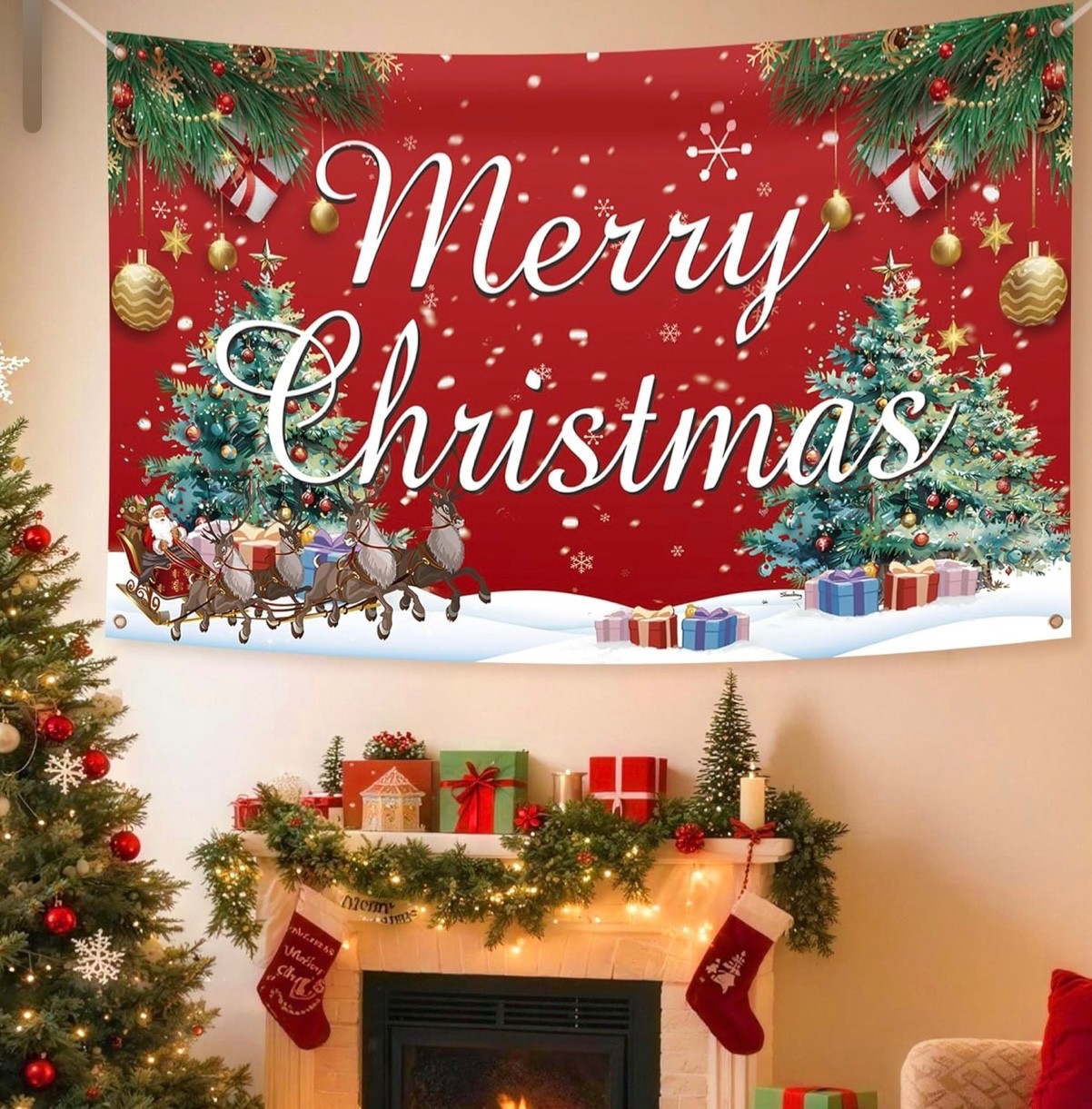 Merry Christmas Backdrop for Photography Winter Snow Scenery Christmas