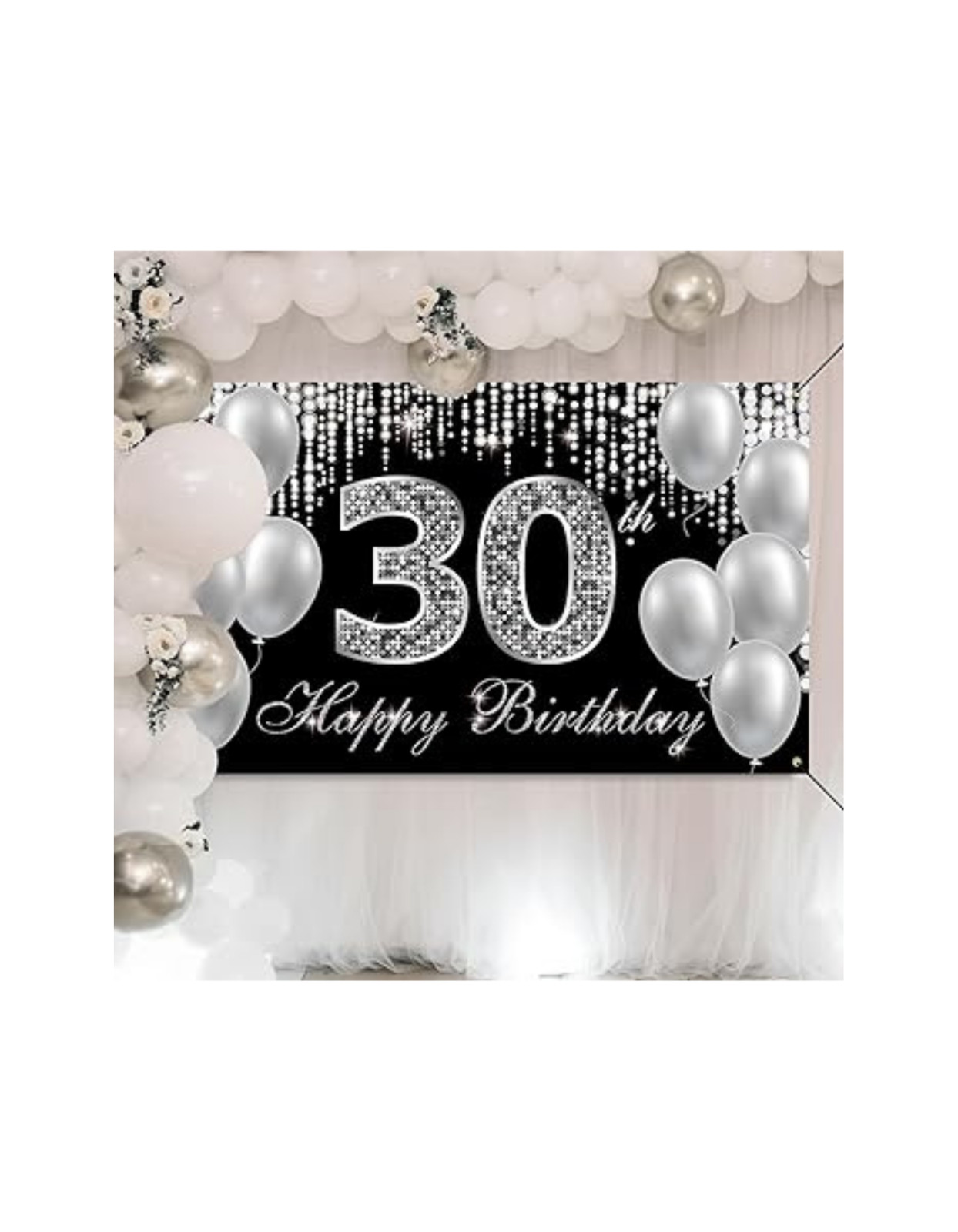 HTDZZI Banner Backdrop Happy 30th Birthday Decorations for Women Men Photo Props