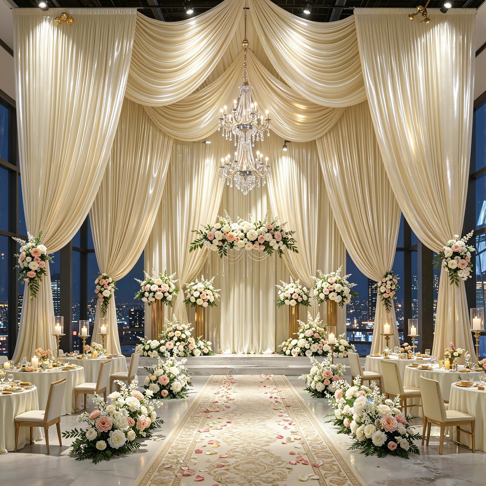 40x10ft Champagne Beige Glitter Backdrop W5 x H10′(8 Panels),