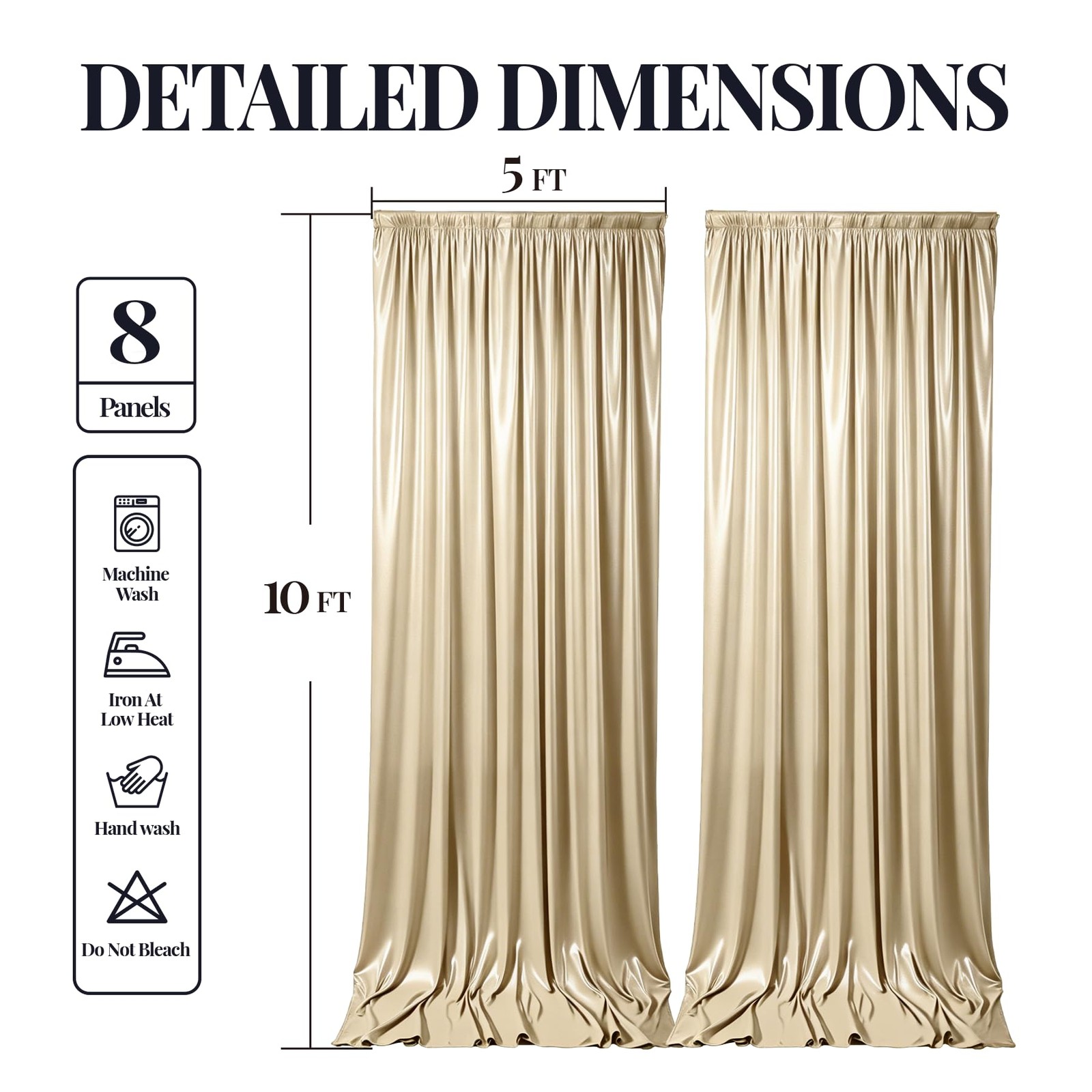 40x10ft Champagne Beige Glitter Backdrop W5 x H10′(8 Panels),