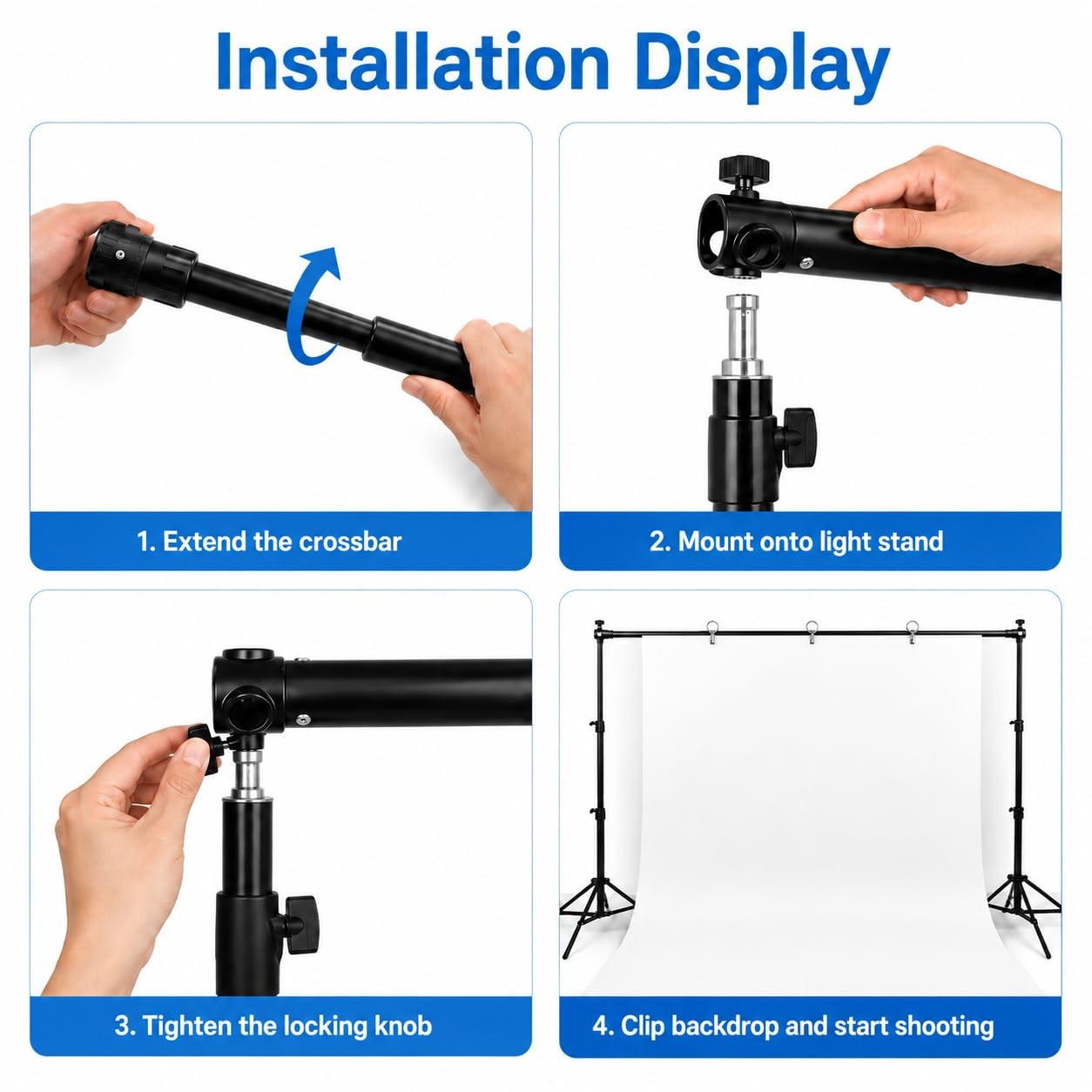 118″”/3M Aluminum Alloy 3 Section Telescopic Background Support Cross Arm Cro…