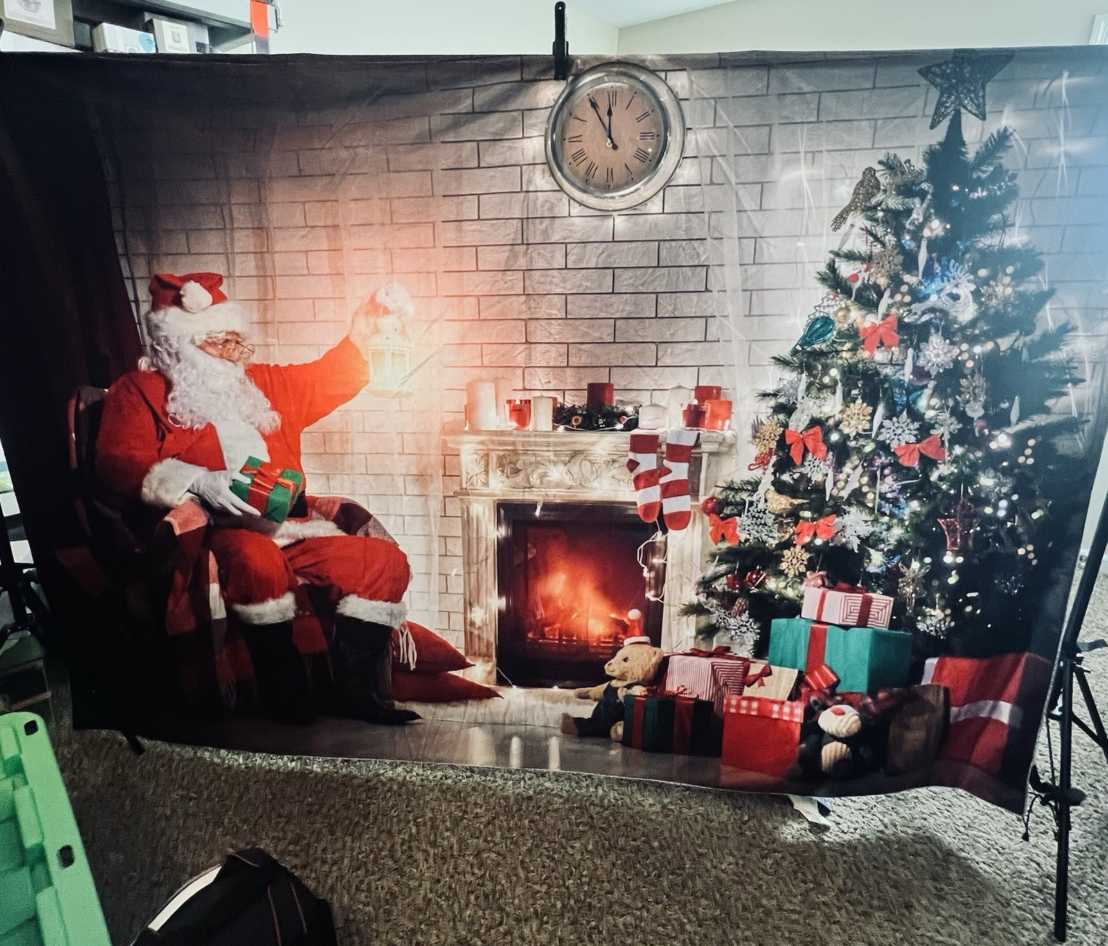Kate Christmas Santa Fireplace Photo Backdrop/Background Winter/Snow