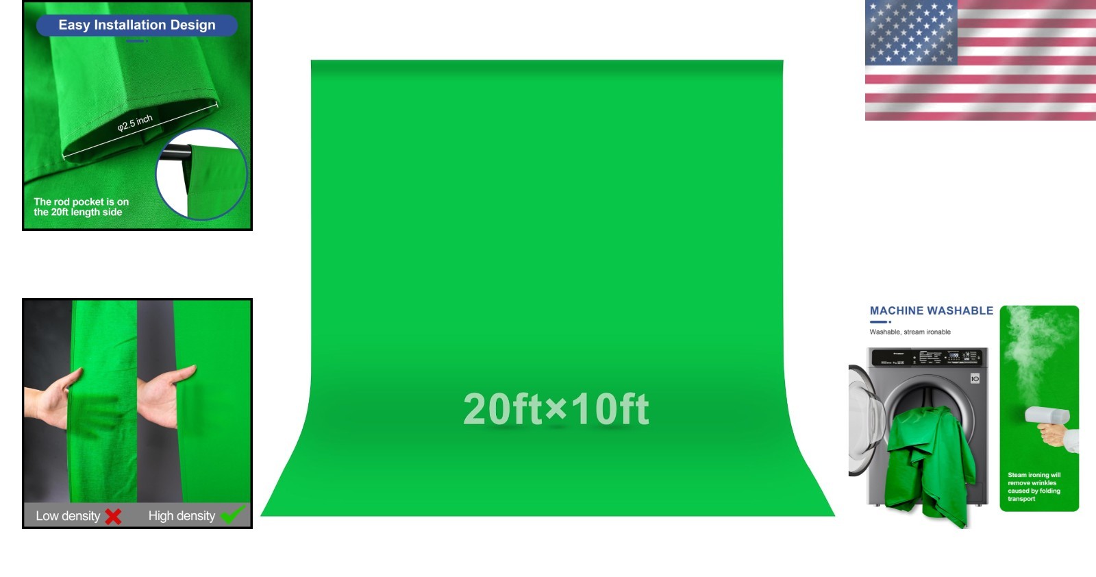 Durable 20×10 ft Green Screen Backdrop for Video Conferencing & Content Creation