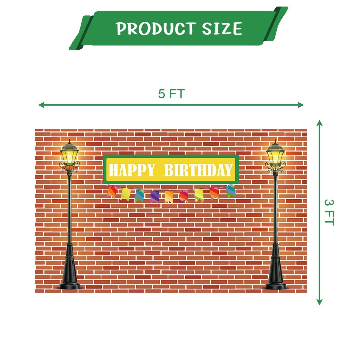 5x3ft Brick Wall Happy Birthday Backdrop Cloth Red Brick Wall Background Deco…