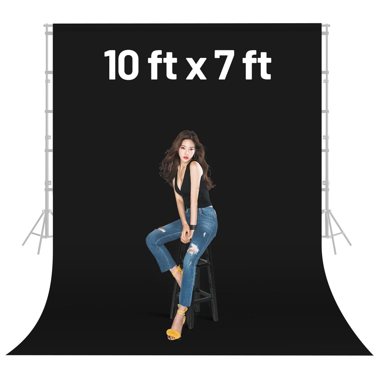 Black Backdrop Background,10 X 7 FT Large Photography Backdrop Photo Photoshoot