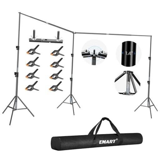 Back Drop Adjustable Stand, 10×20 Backdrop Stand Heavy Duty 20×10ft(W×H） Black
