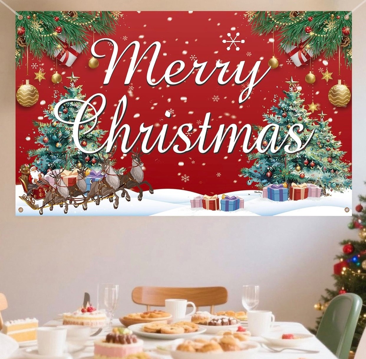 Merry Christmas Backdrop for Photography Winter Snow Scenery Christmas