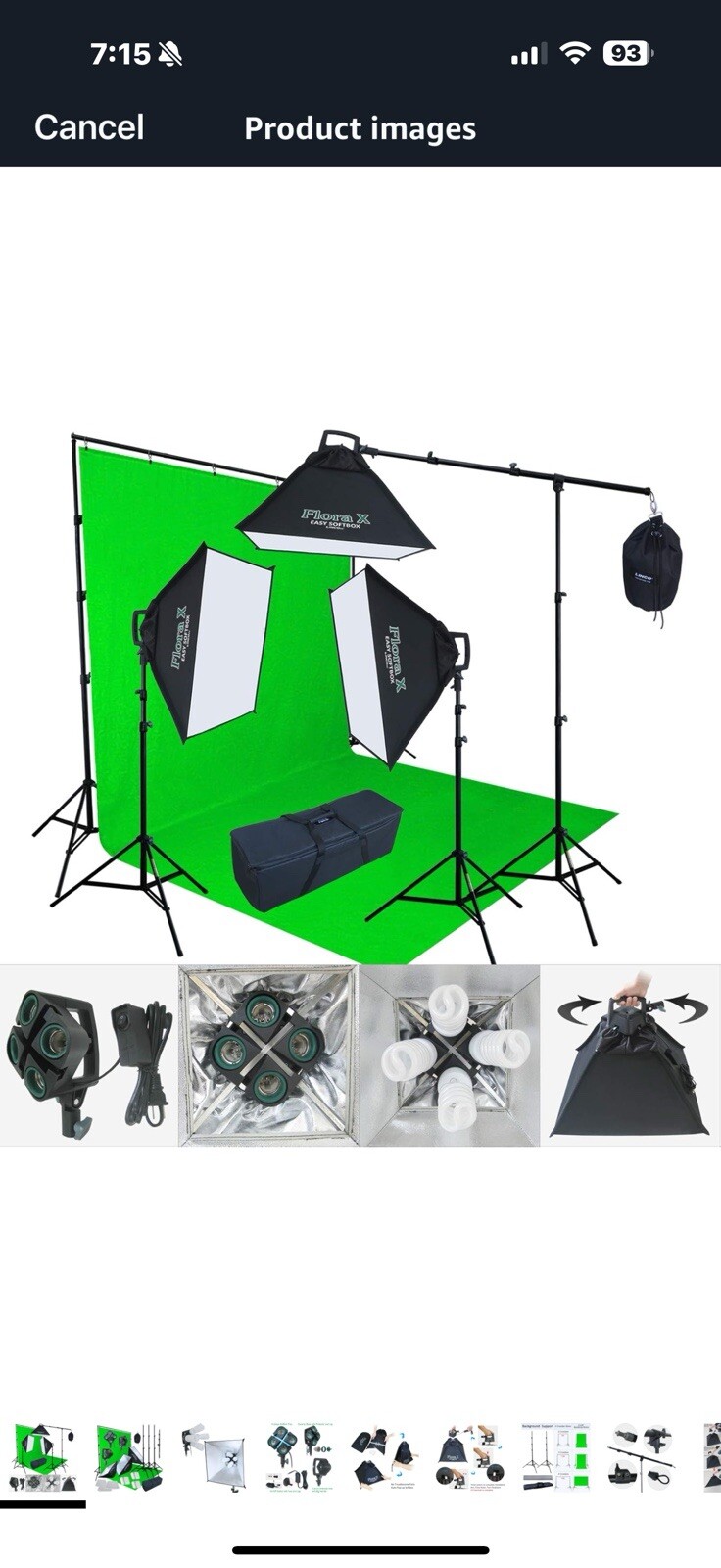 LINCO Lincostore 2400 Watt Photo Studio Lighting 10x20ft Green Backdrop