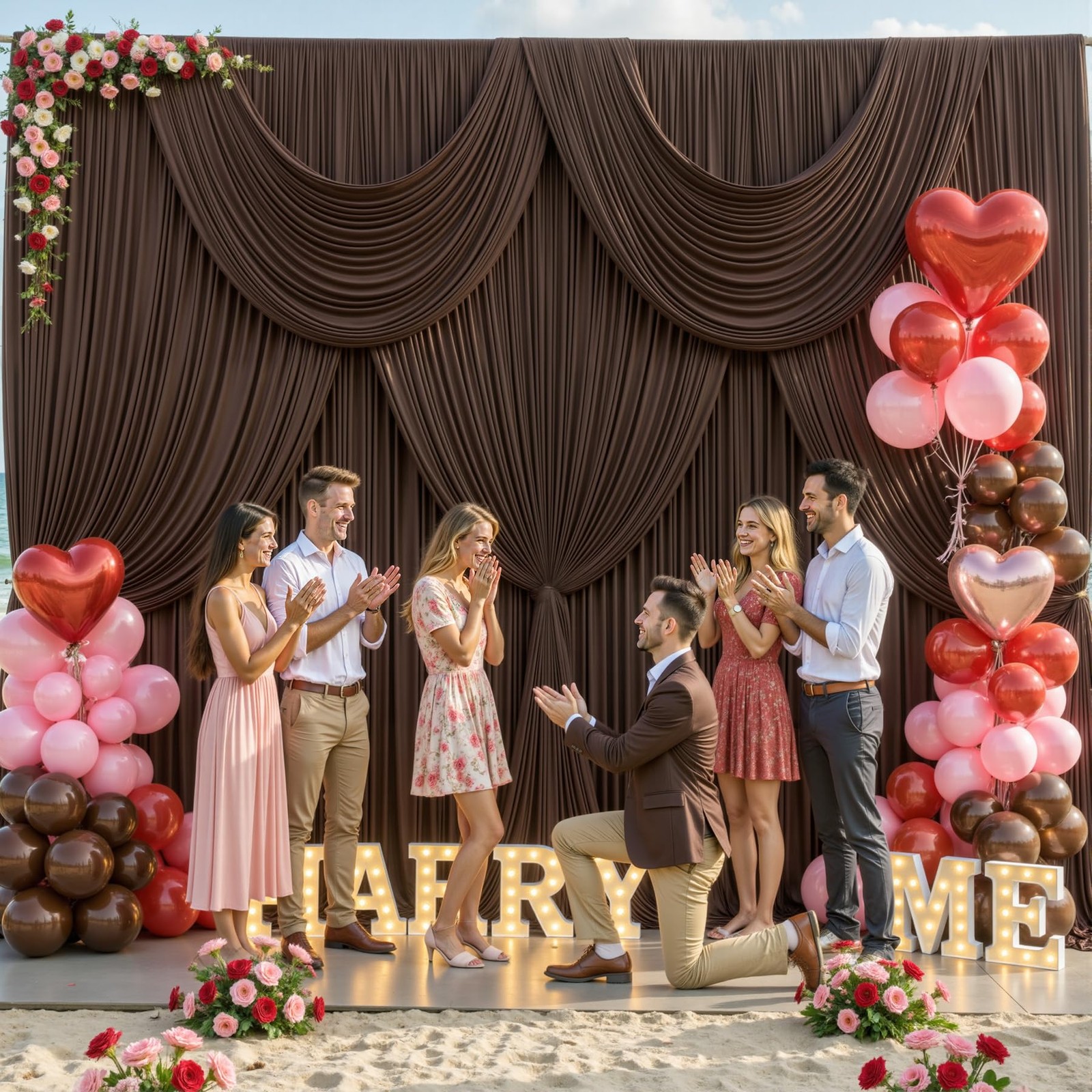 8 Panels Brown Backdrop Curtains for Wedding 5′(W) x 12′(H), 8 panels,