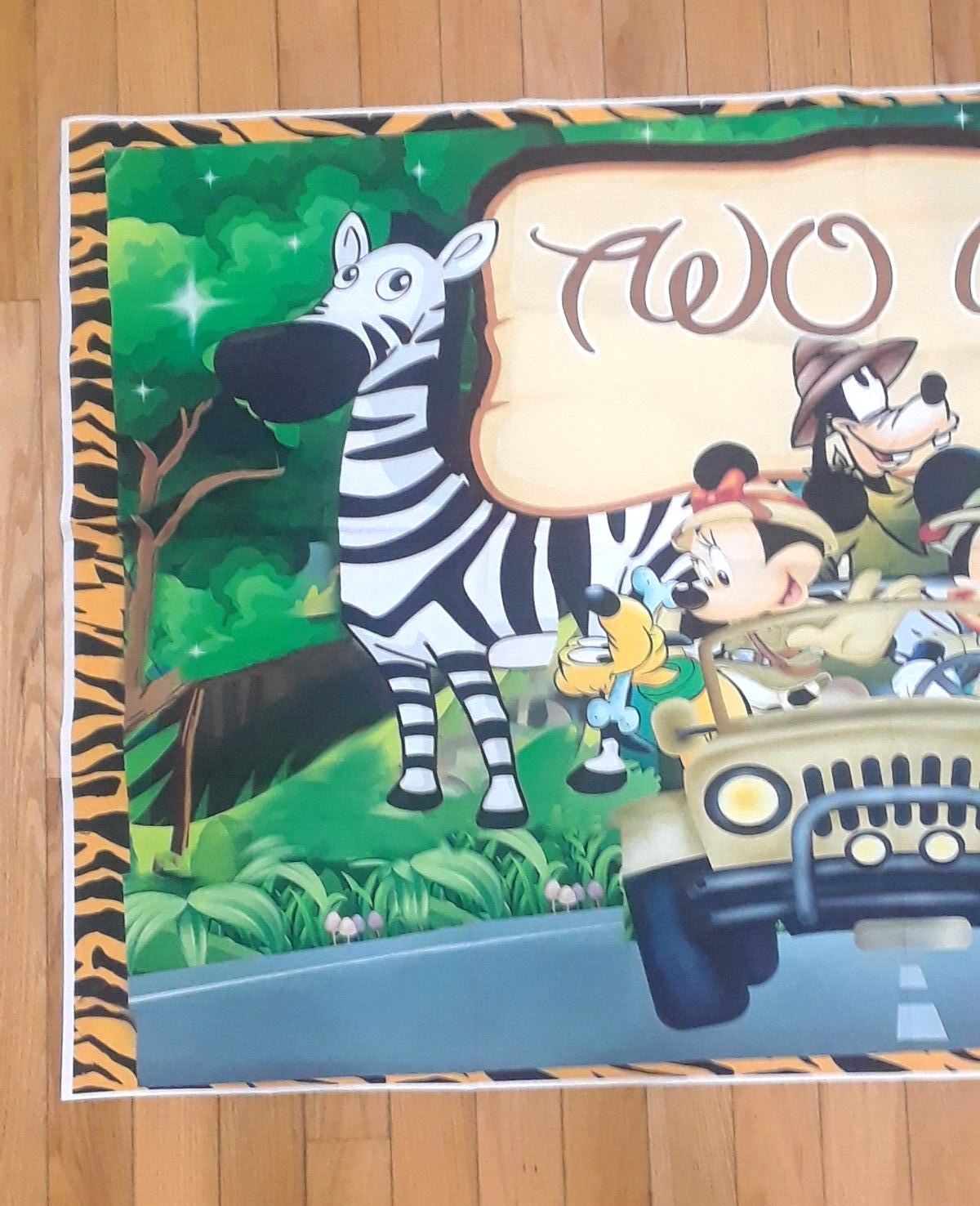 Two Wild Disney Mickey Mouse Safari Banner Photo Backdrop Tablecloth Birthday