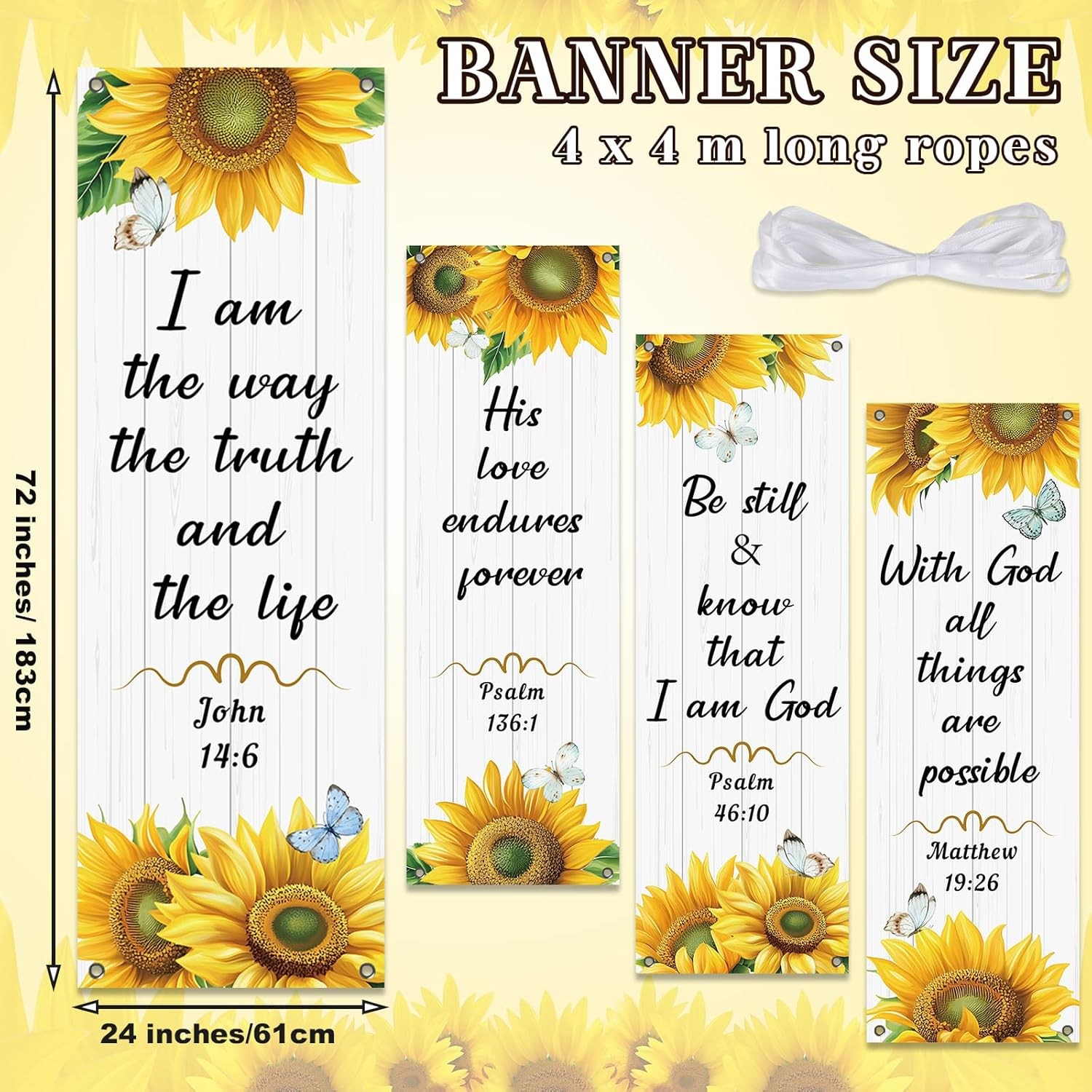 4Pcs Church Banners for Sanctuary Wall Welcome Religious Banners Hanging Back