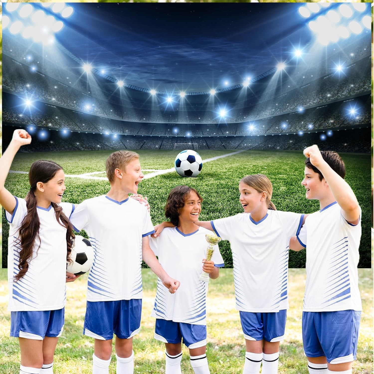 7x5ft Soccer Field Backdrop Soccer Themed Party Decorations Supplies Football…