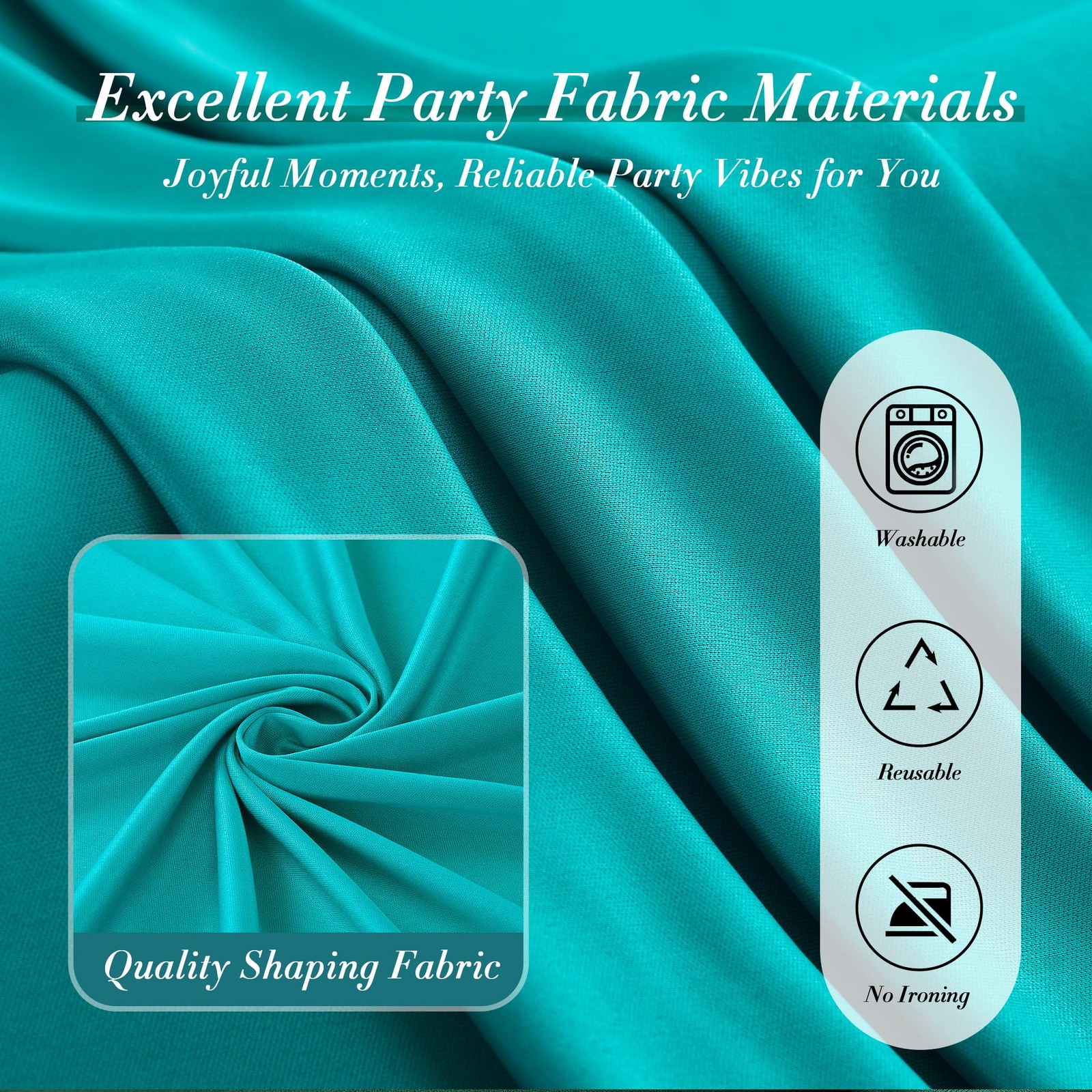 10 ft x 10 ft Free Turquoise Backdrop Curtain for Parties, Thick Polyester Te…
