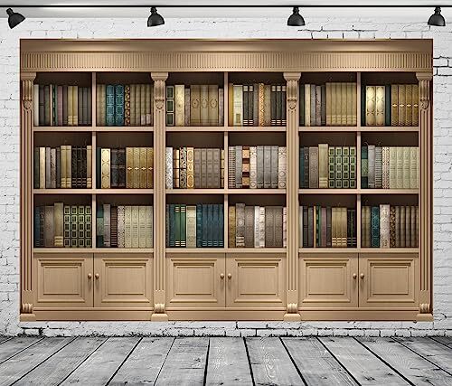 BELECO 5x3ft Fabric Vintage Wooden Bookshelf Backdrop Library 5x3FT A14630