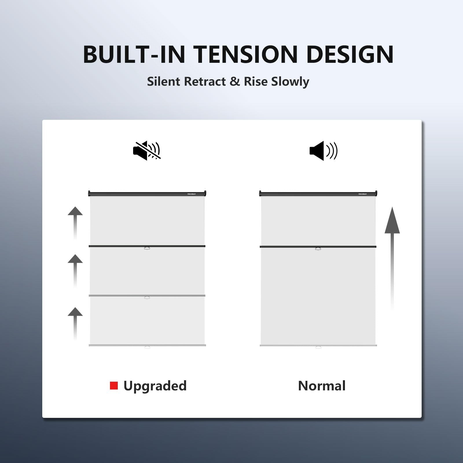 RAUBAY Retractable Pull Down White Screen Standard(59.8 x 86.6in),