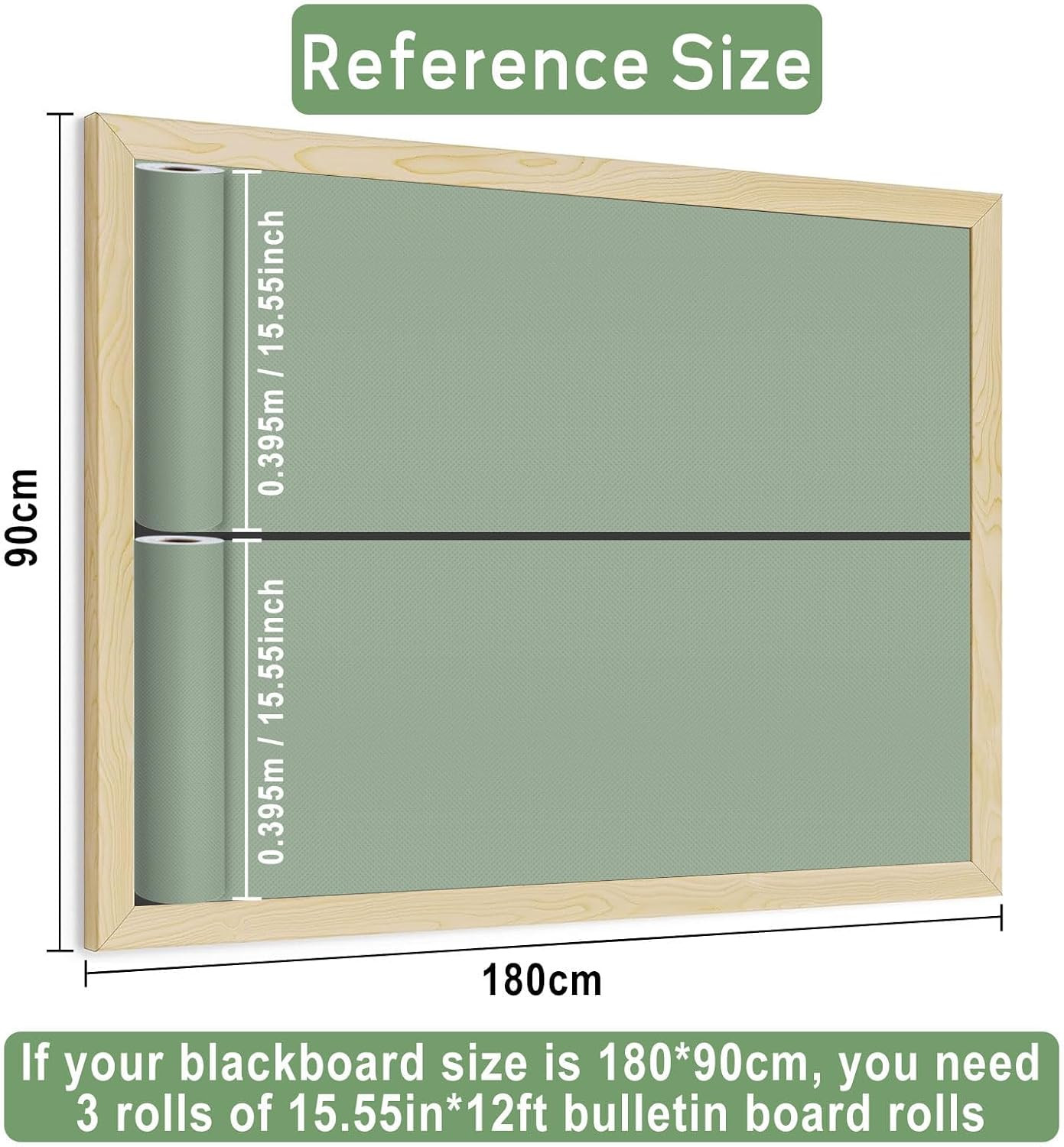 Sage Green Bulletin Board Roll Non-Woven Fabric Poster 15.55″ X12Ft | Erasable W
