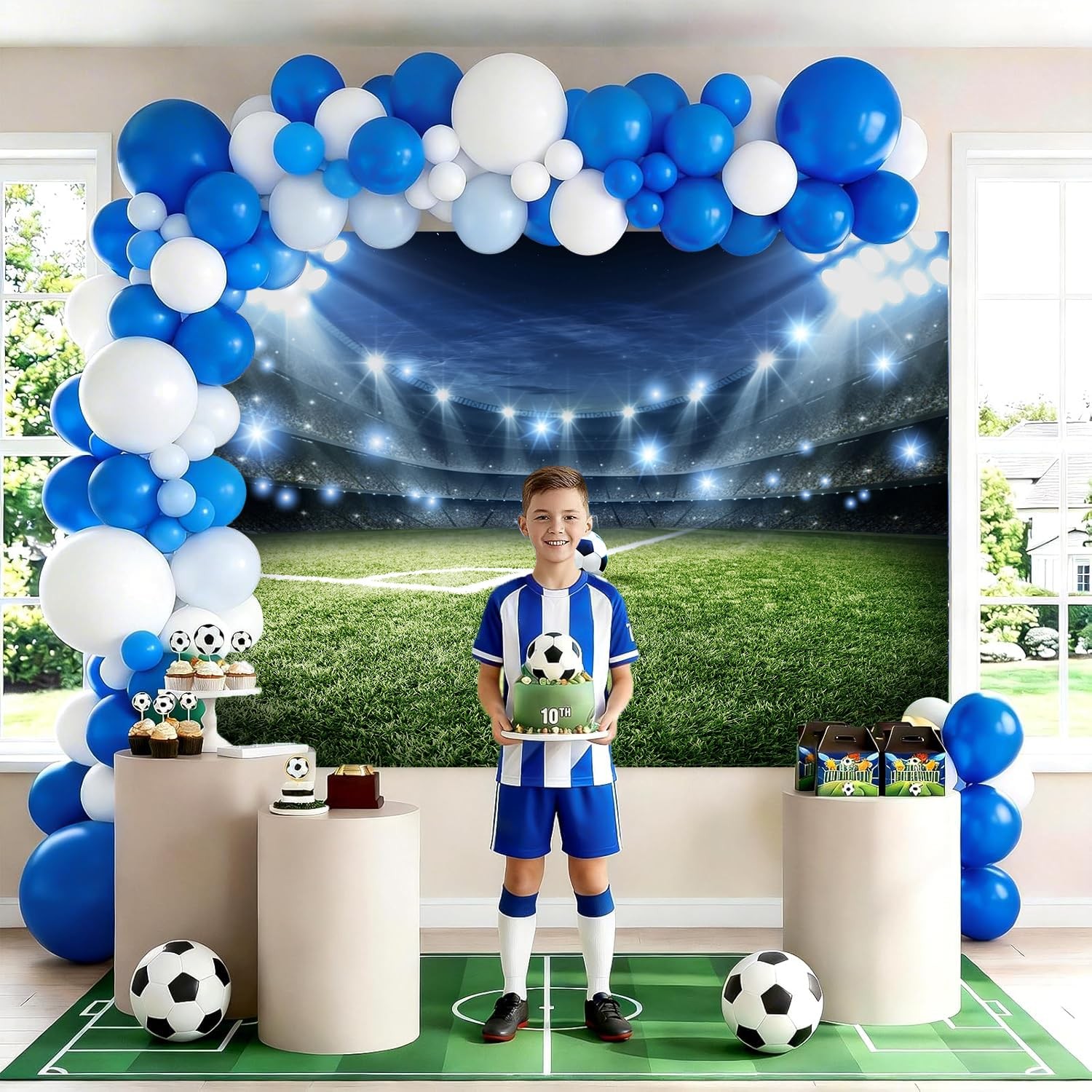7x5ft Soccer Field Backdrop Soccer Themed Party Decorations Supplies Football…