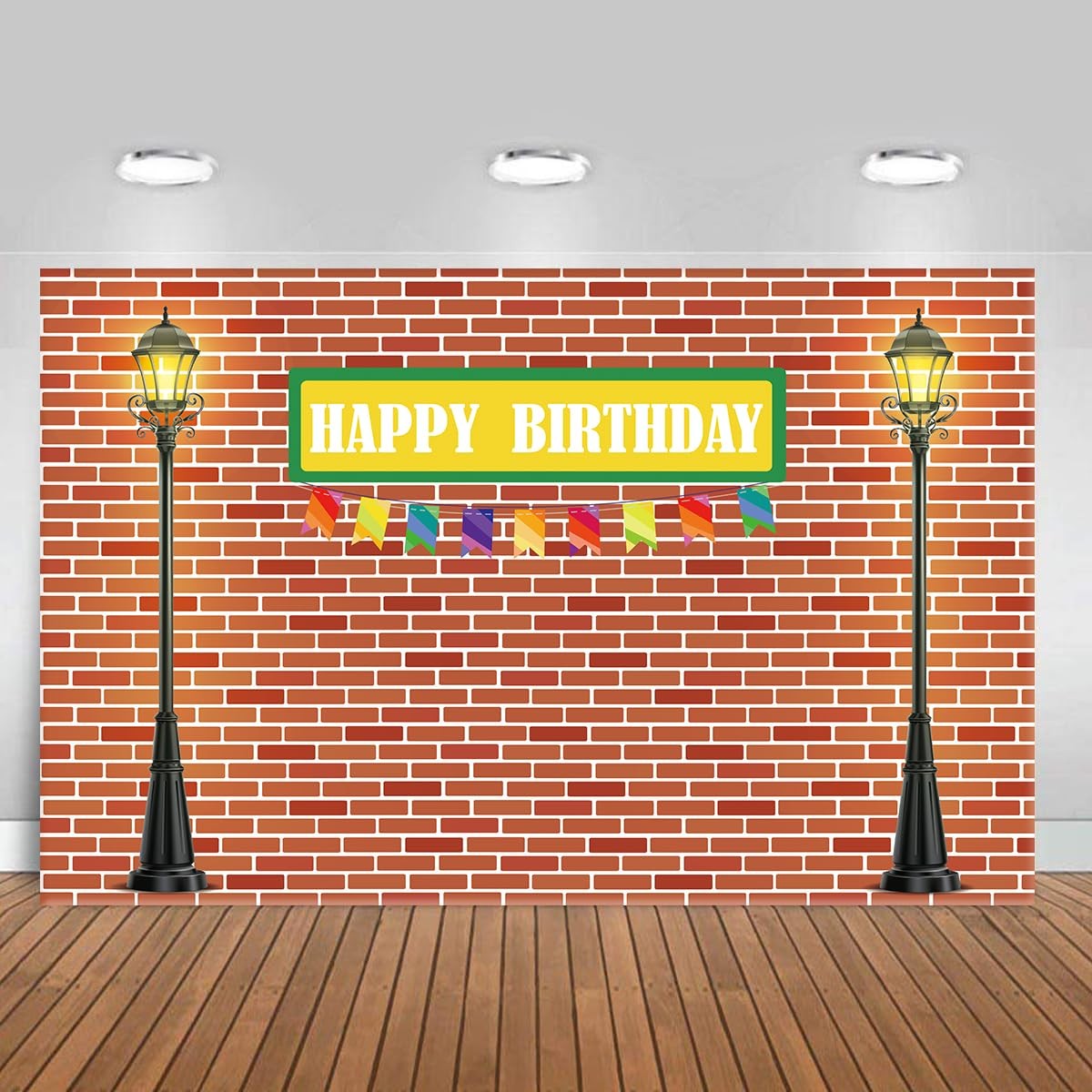 5x3ft Brick Wall Happy Birthday Backdrop Cloth Red Brick Wall Background Deco…