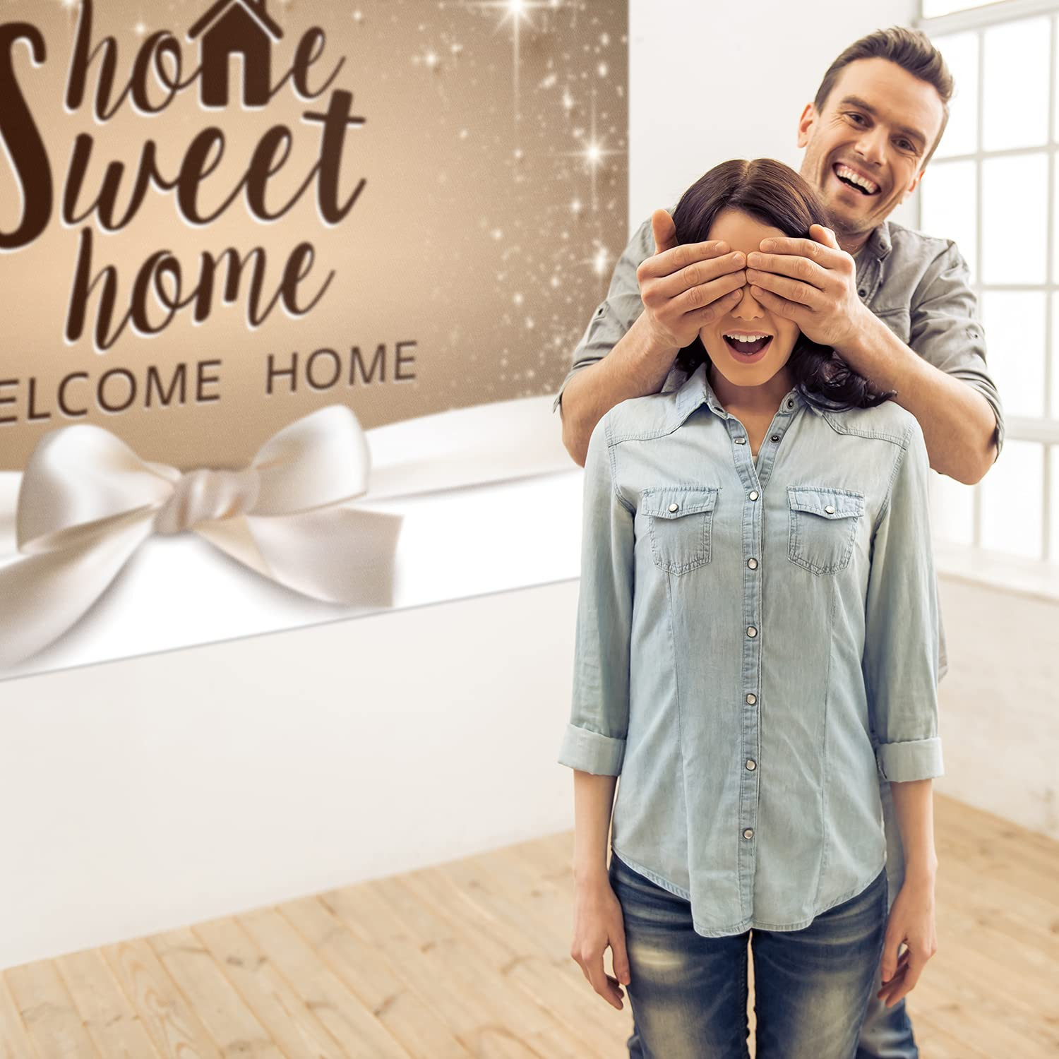 Home Sweet Home Backdrop Banner Decor Gold Glitter – Welcome Home Housewarmin…