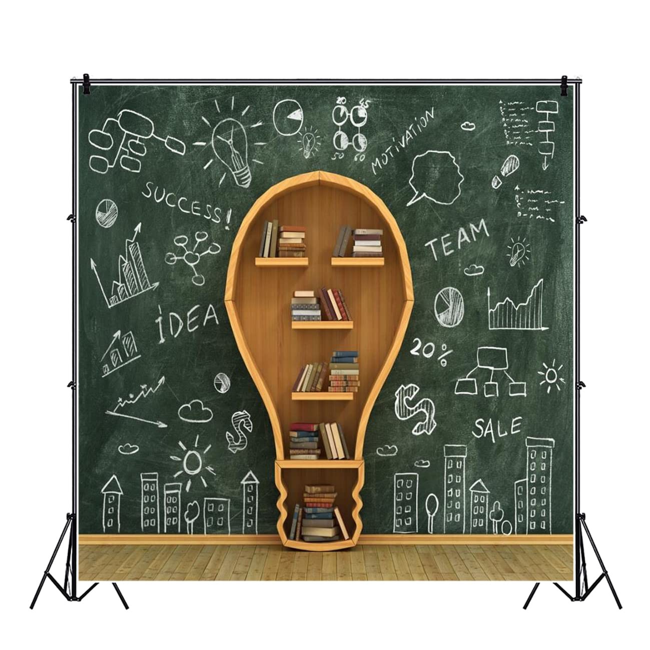 5×5 Ft Classroom Blackboard Bookcase Photography Backdrop School Portrait
